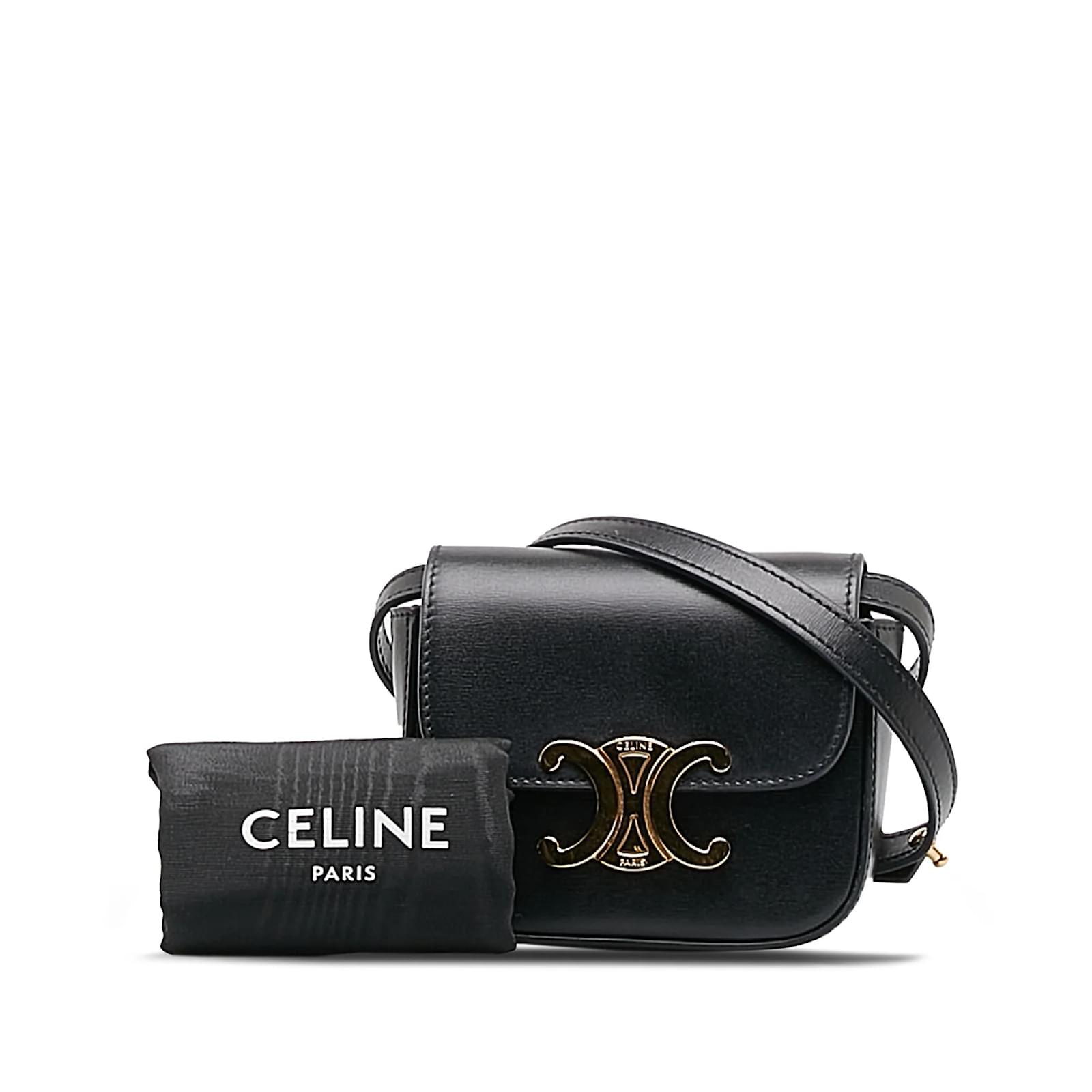 Céline Black Celine Mini Triomphe Crossbody Bag Leather ref