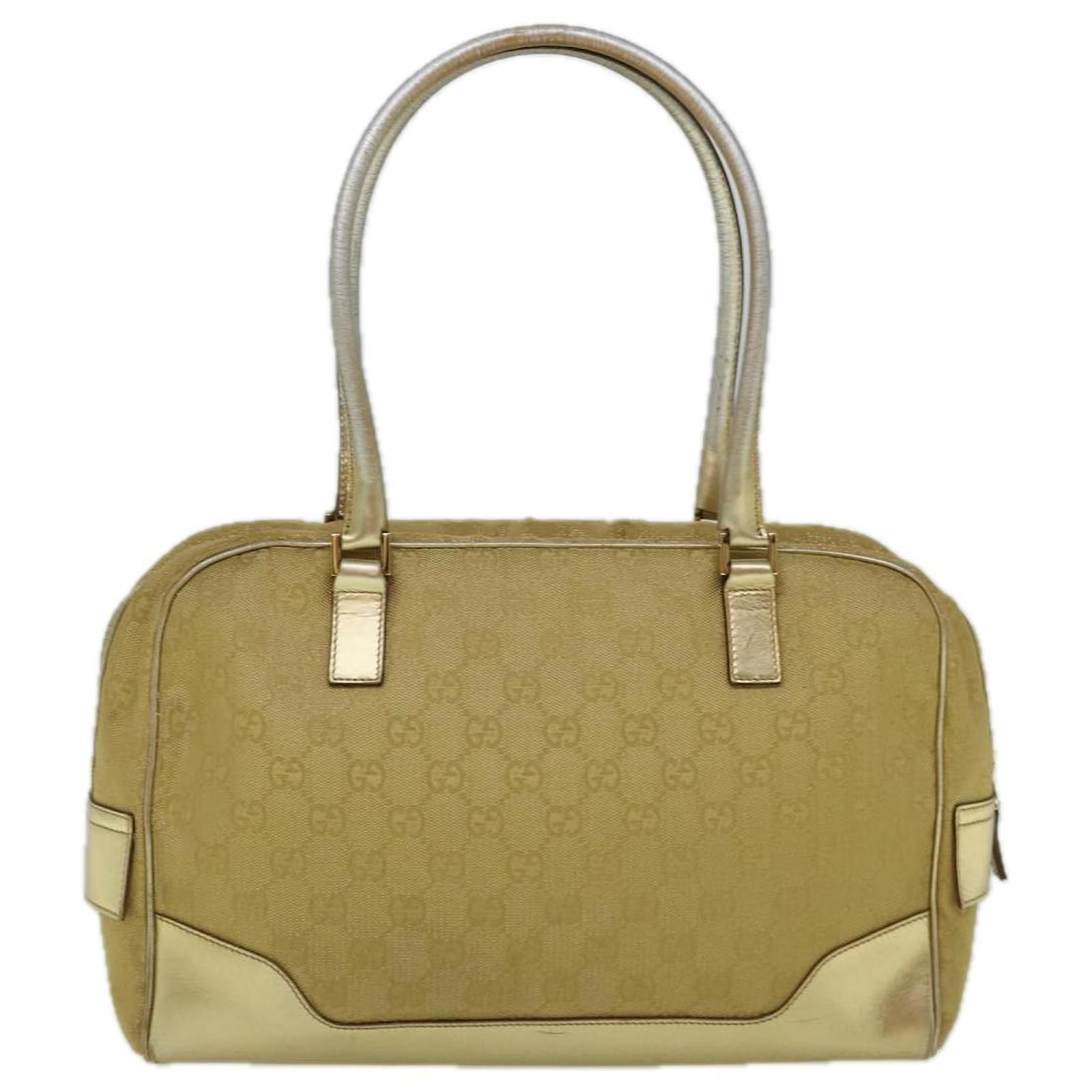 GUCCI GG Canvas Hand Bag Gold 002 1115 002058 auth 60269 Golden