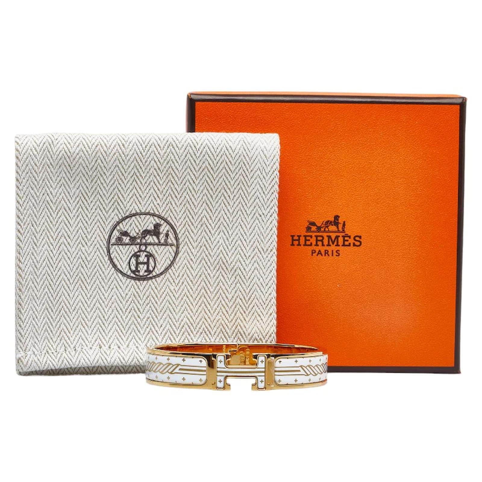 Hermès Quadrige Au Fil Clic H Bracelet Golden Metal ref