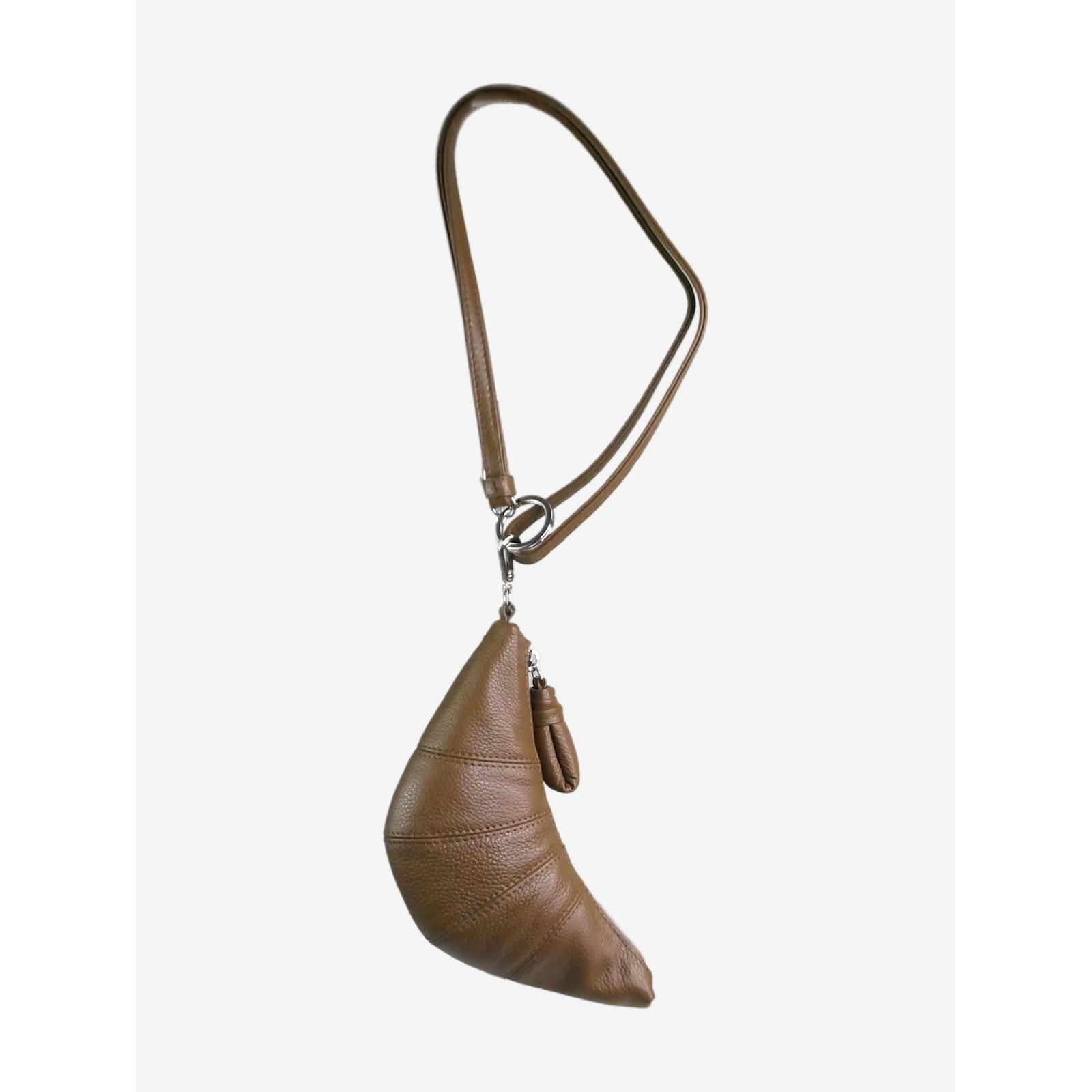 Lemaire Olive brown croissant coin purse necklace Leather