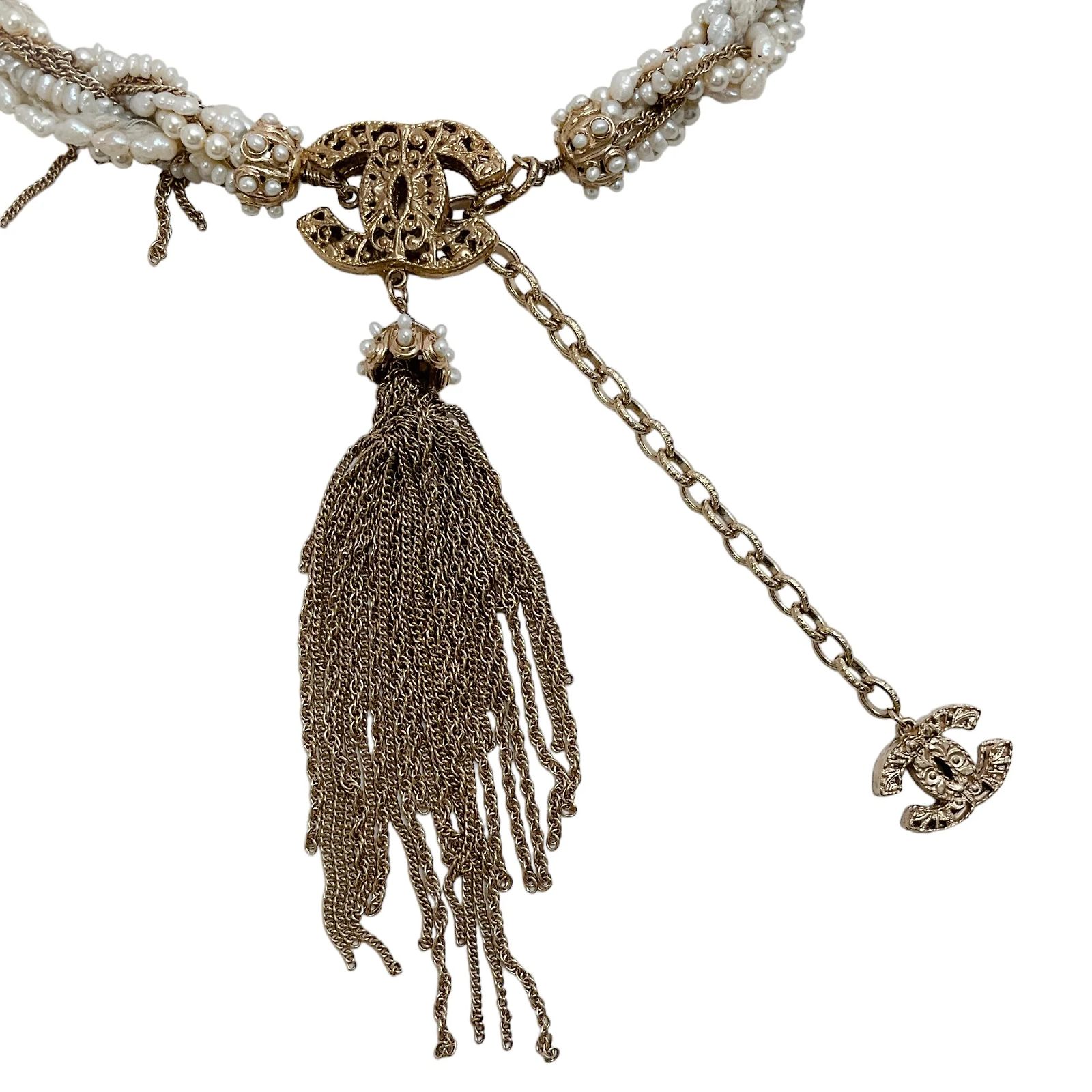 Chanel 2009 Pearl and Chain Belt Cream Metal ref.1171704  display picture 3