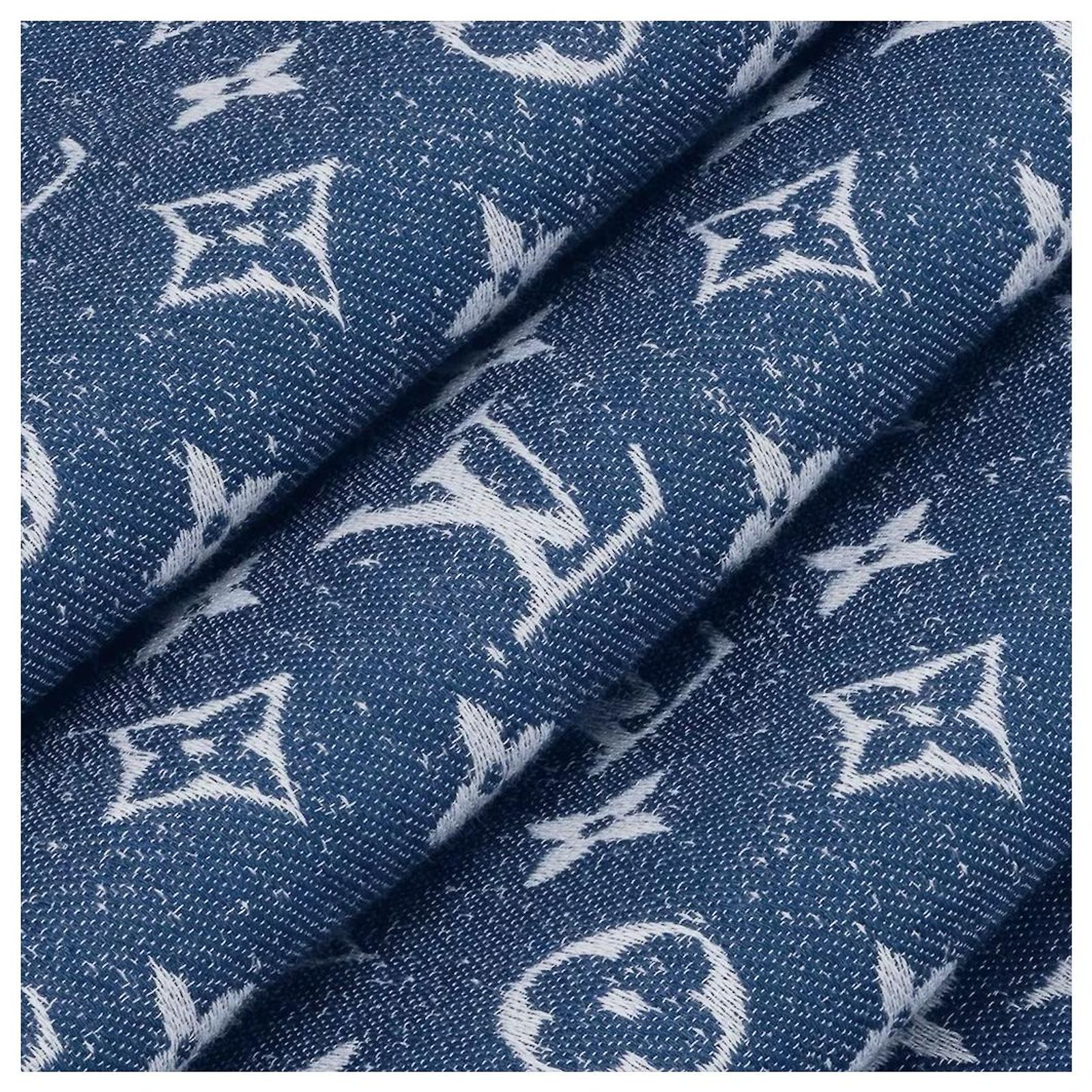 LOUIS VUITTON My Daily Denim Shawl NEW Blue Silk Cotton ref