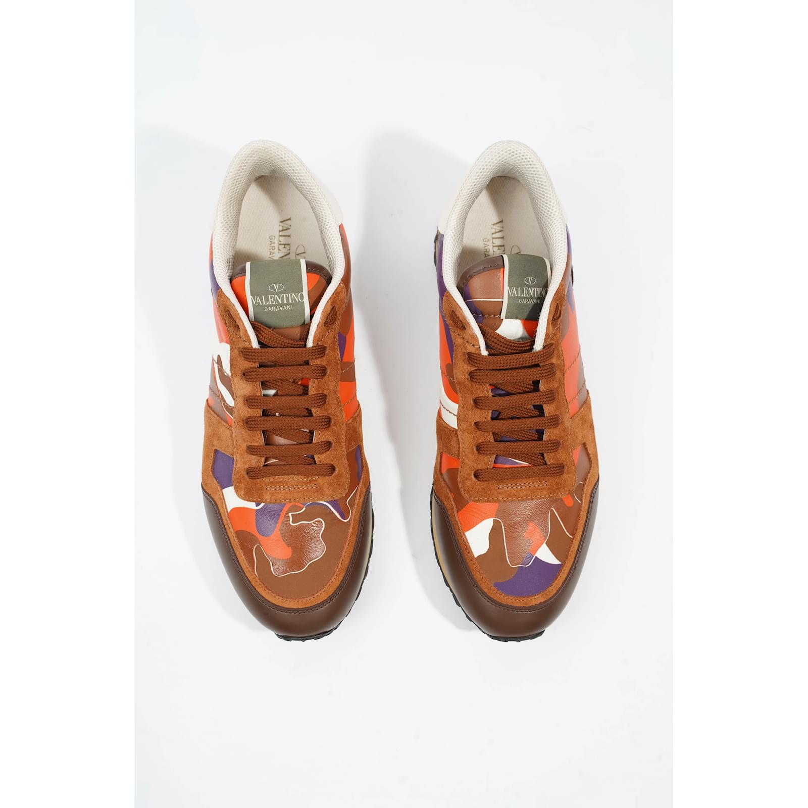 Valentino Rockrunner Sneakers Brown orange Purple Leather EU