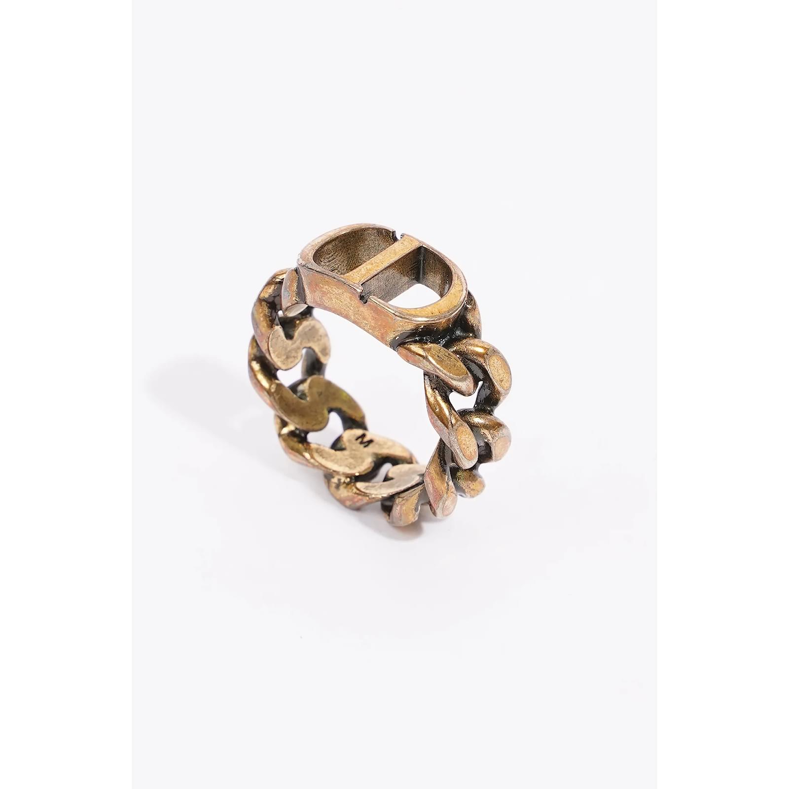 Christian Dior CD Chain Ring Gold Base Metal Medium Golden