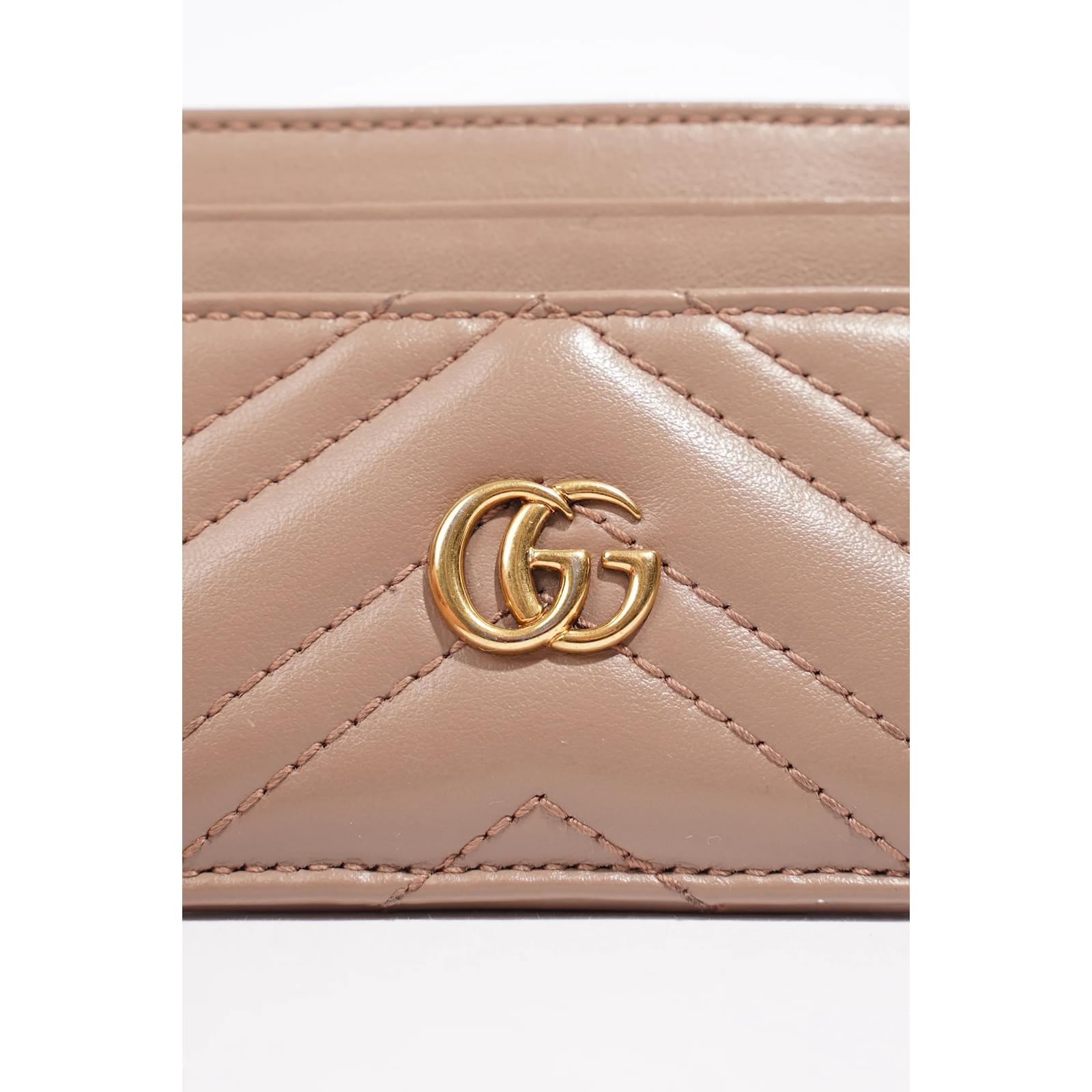 Porta carte Gucci GG Marmont in pelle rosa antico