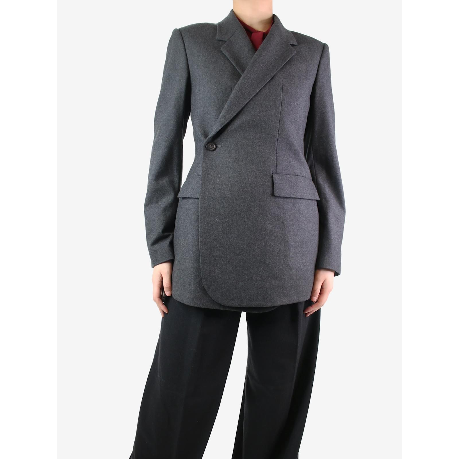Theory Dark grey wool overlap blazer - size UK 8 ref.1180022