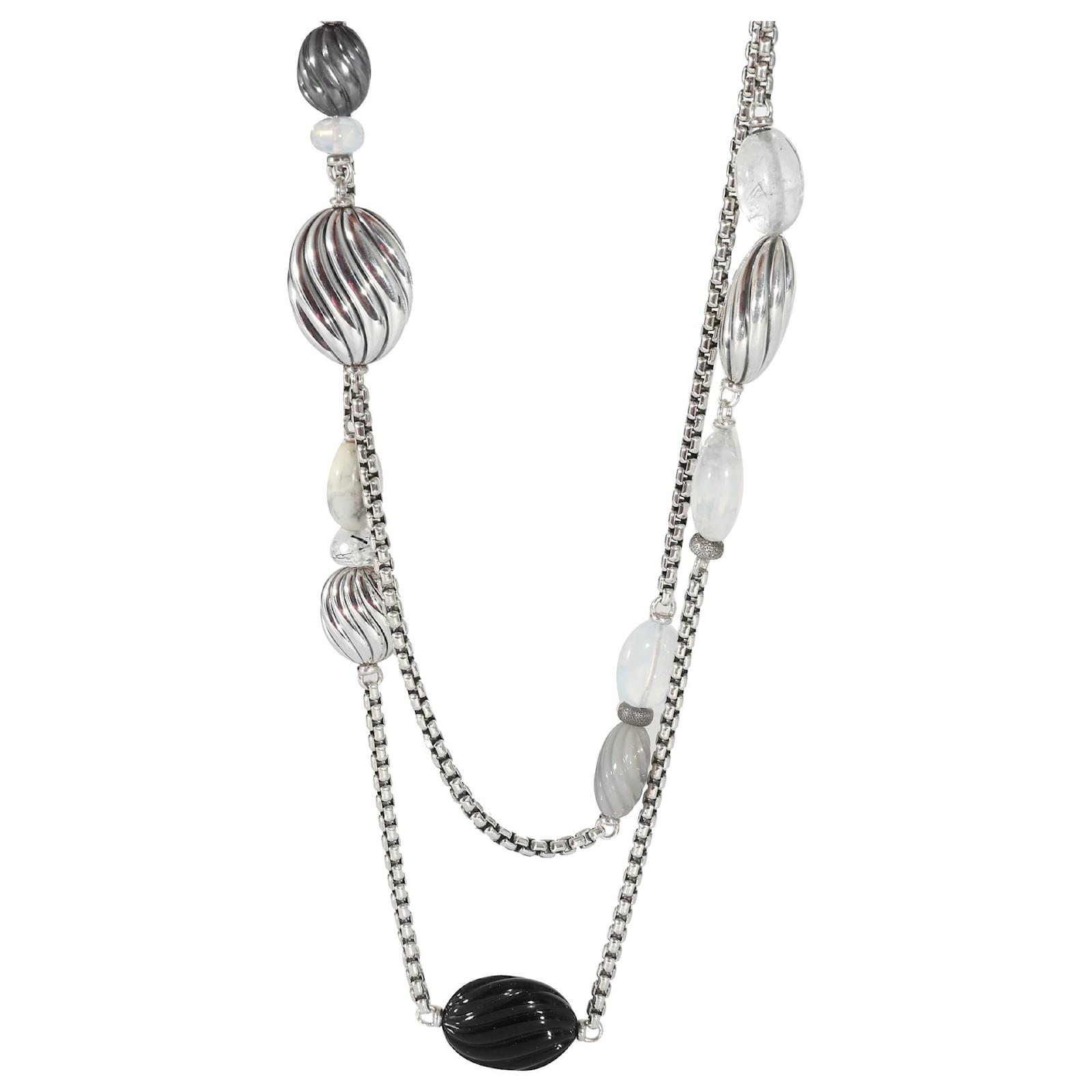 David Yurman Rock Crystal moonstone Onyx Chalcedony Necklace