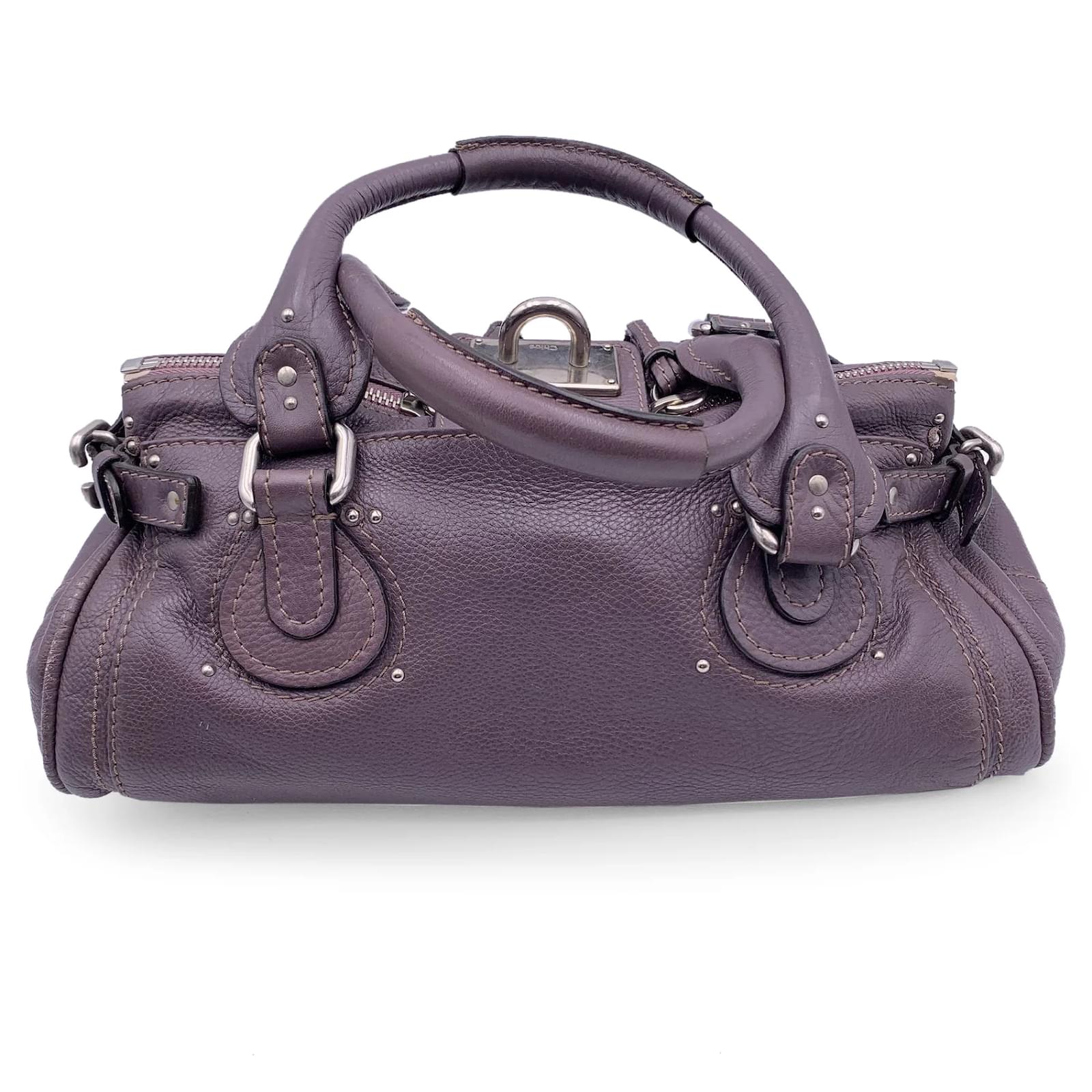 Chloé Purple Leather Paddington Tote Medium Satchel Handbag Chloé Purple Leather Paddington Tote Medium Satchel Handbag