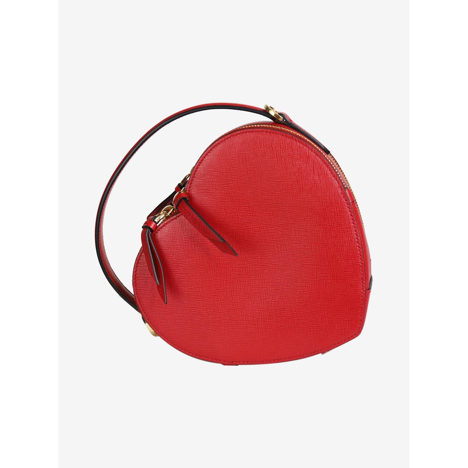Prada Red Saffiano Love Heart bag Leather Joli Closet