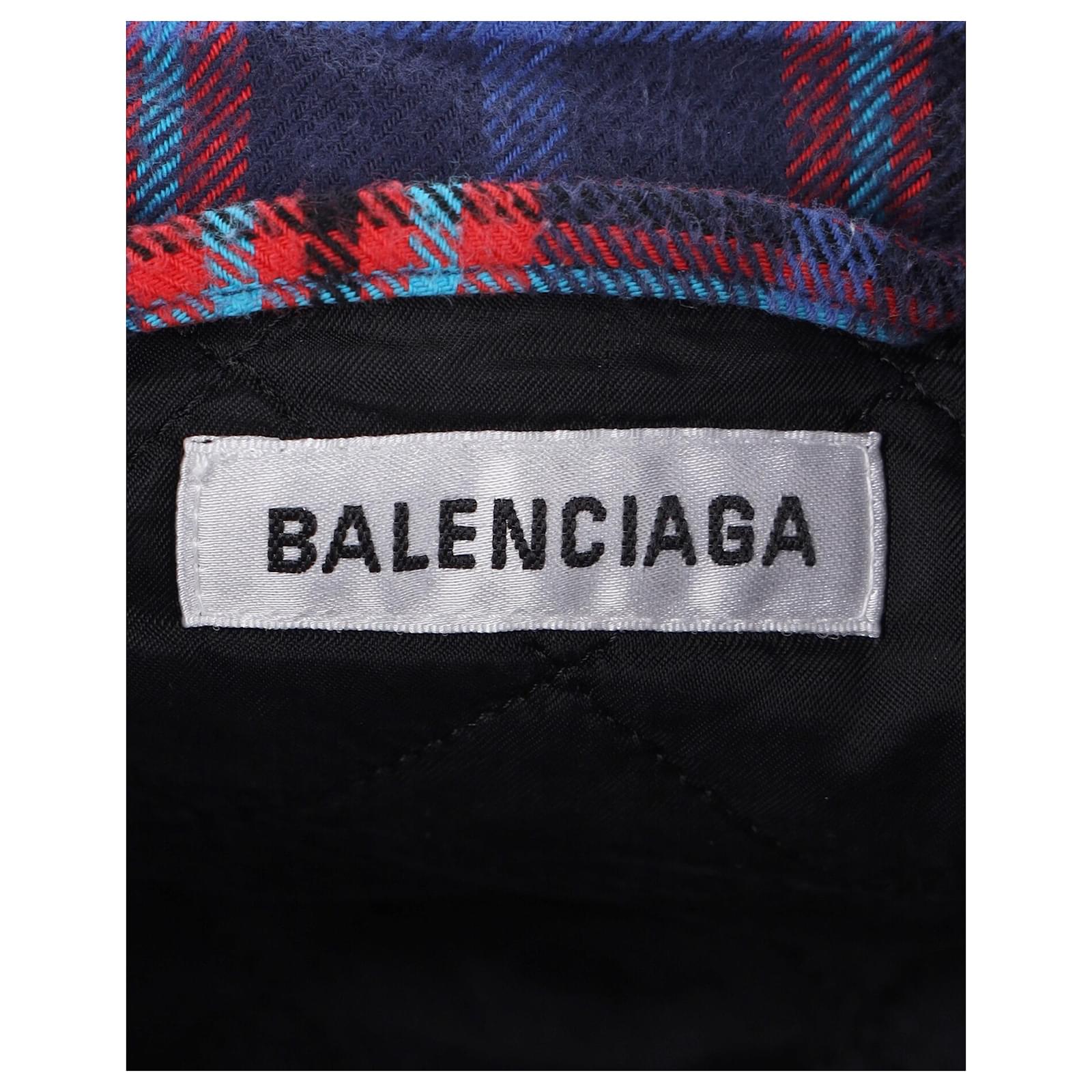 Balenciaga Swing Canadian Plaid Shirt Jacket In Blue Cotton
