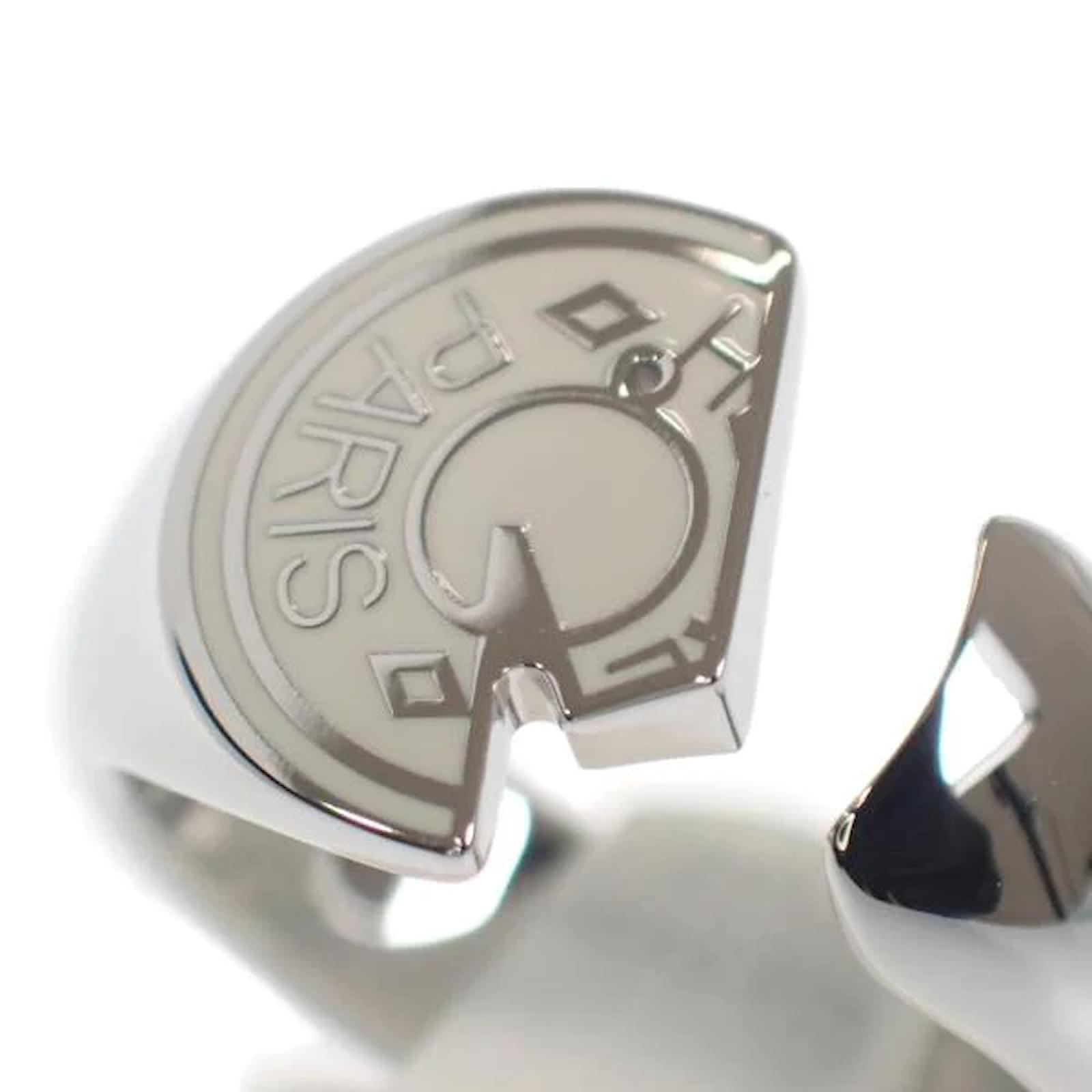 Hermès Platinum Carrousel Ring H077326FJ1058 Silvery Metal