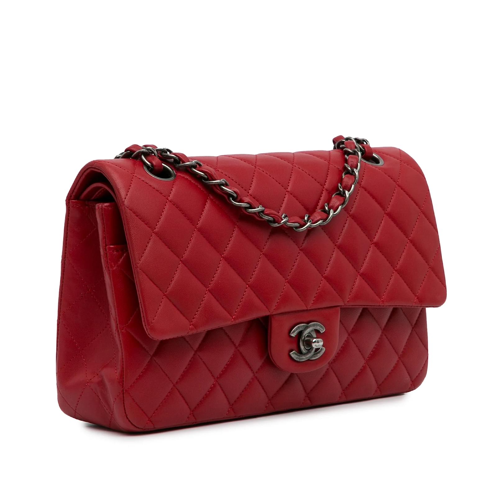 Chanel Medium/Large Red Quilted Caviar Classic Double Flap