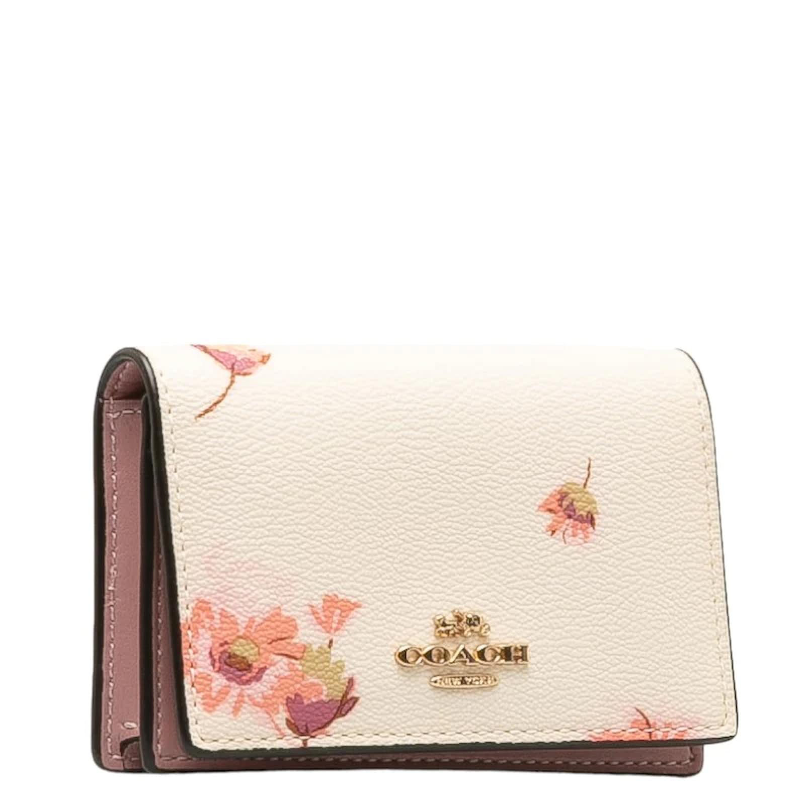 Coach Floral Print Small Wallet Pink Cloth