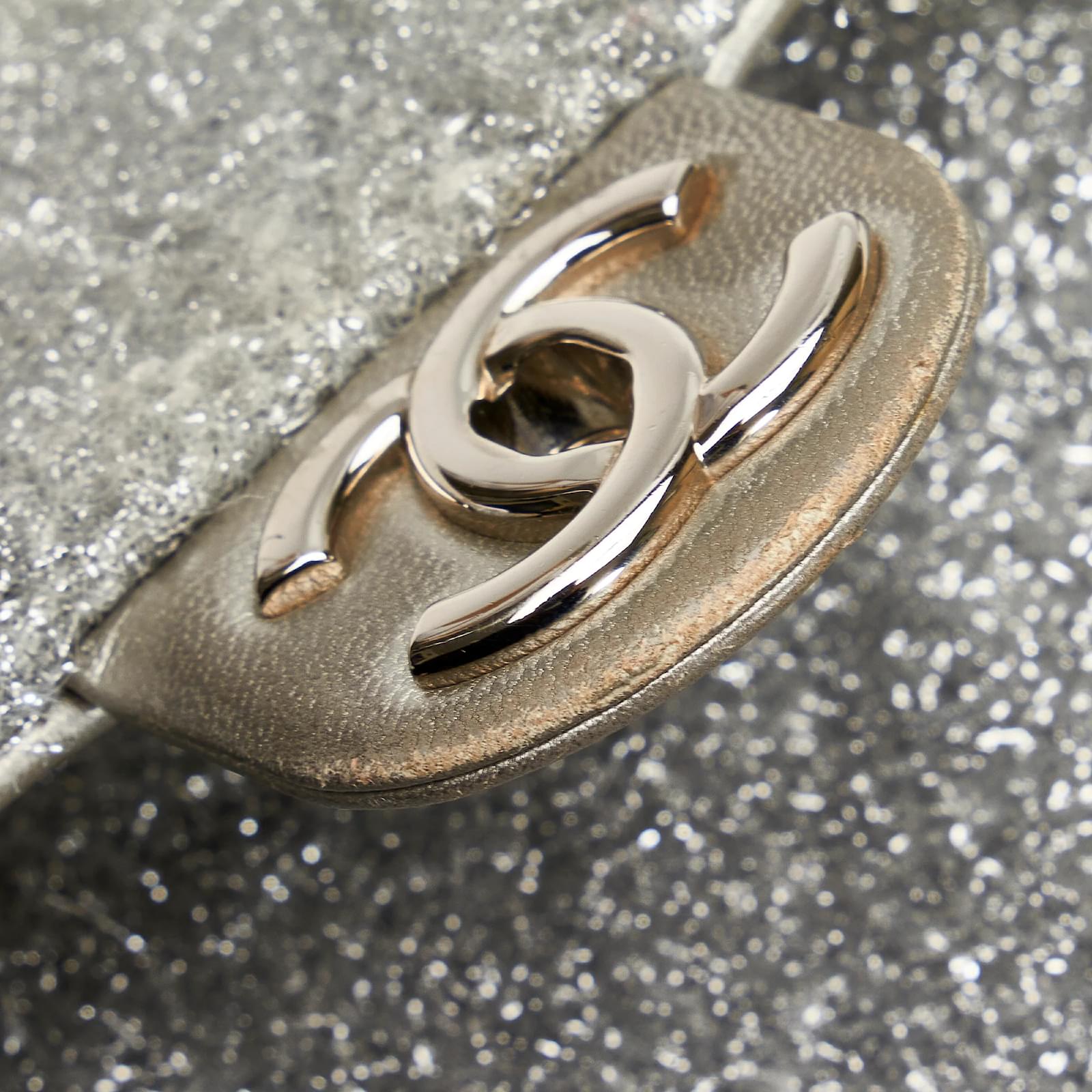 Gray Chanel Ground Control Pluto Glitter Single Flap Bag