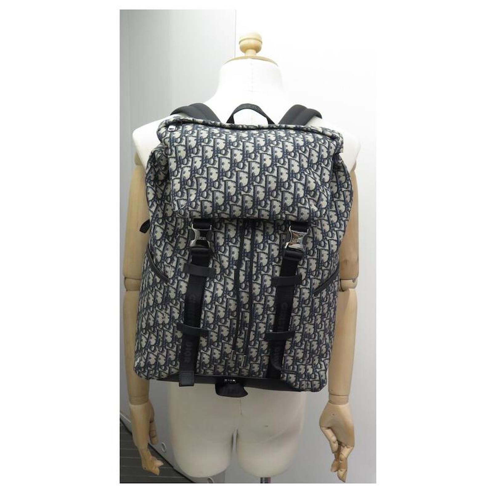 NEW CHRISTIAN DIOR EXPLORER BACKPACK BLUE OBLIQUE CANVAS AND