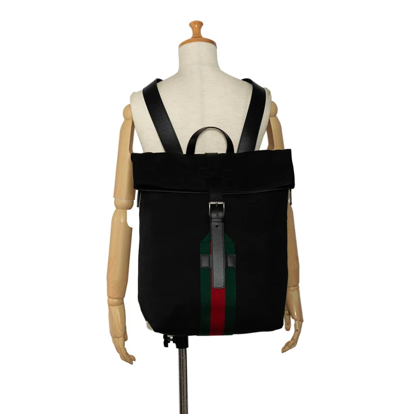 Gucci Backpack Backpack 337075 Black Red Green Techno Canvas Gucci Gucci Gucci Techno Canvas Leather Webline Backpack  main image 3