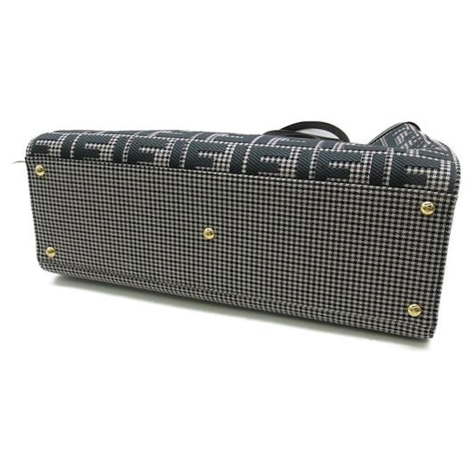 Fendi Houndstooth Canvas Peekaboo X-Tote 8BH374 Green Cloth