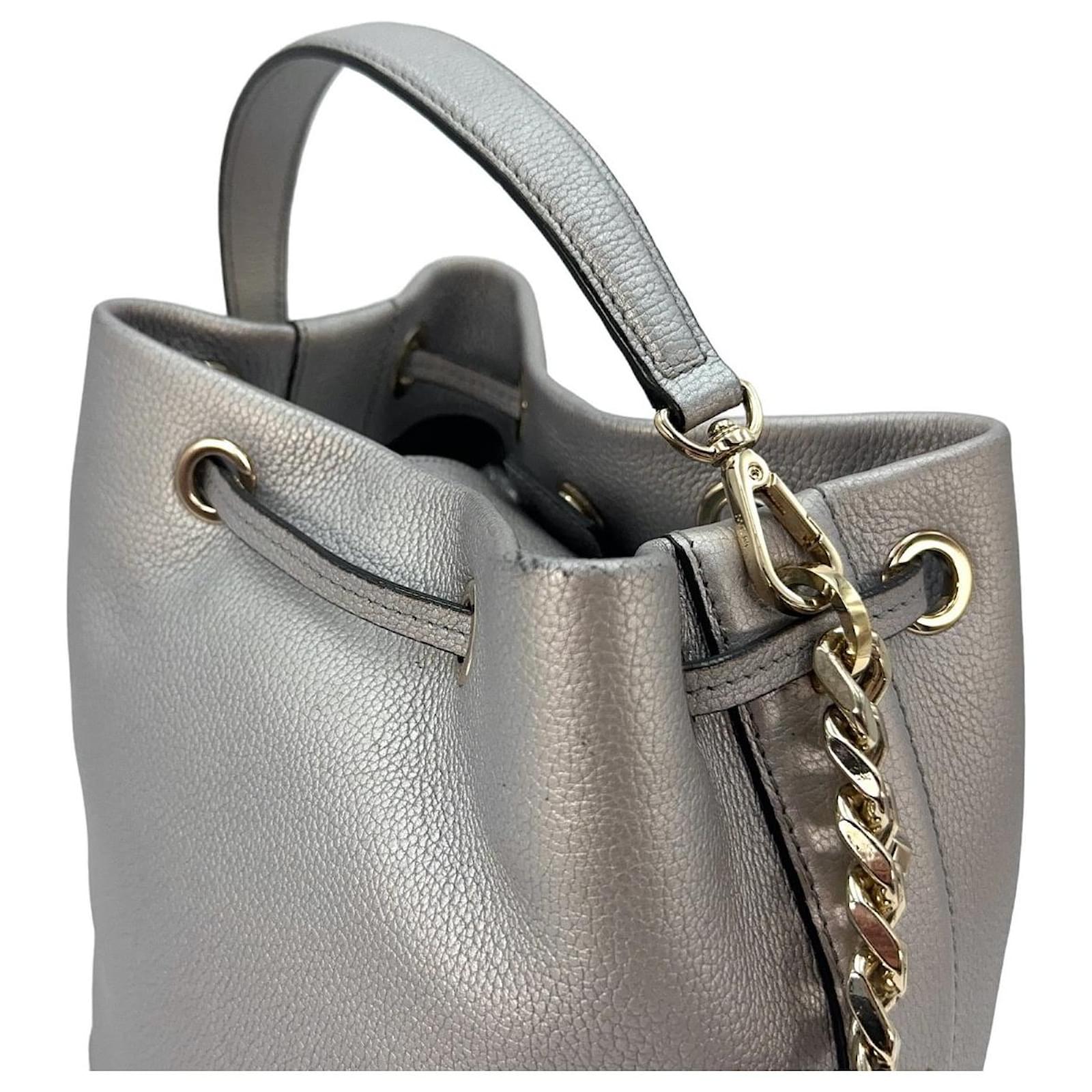 MCM 2Way Bucket Bag Silver Metallic Bucket Bag Medium