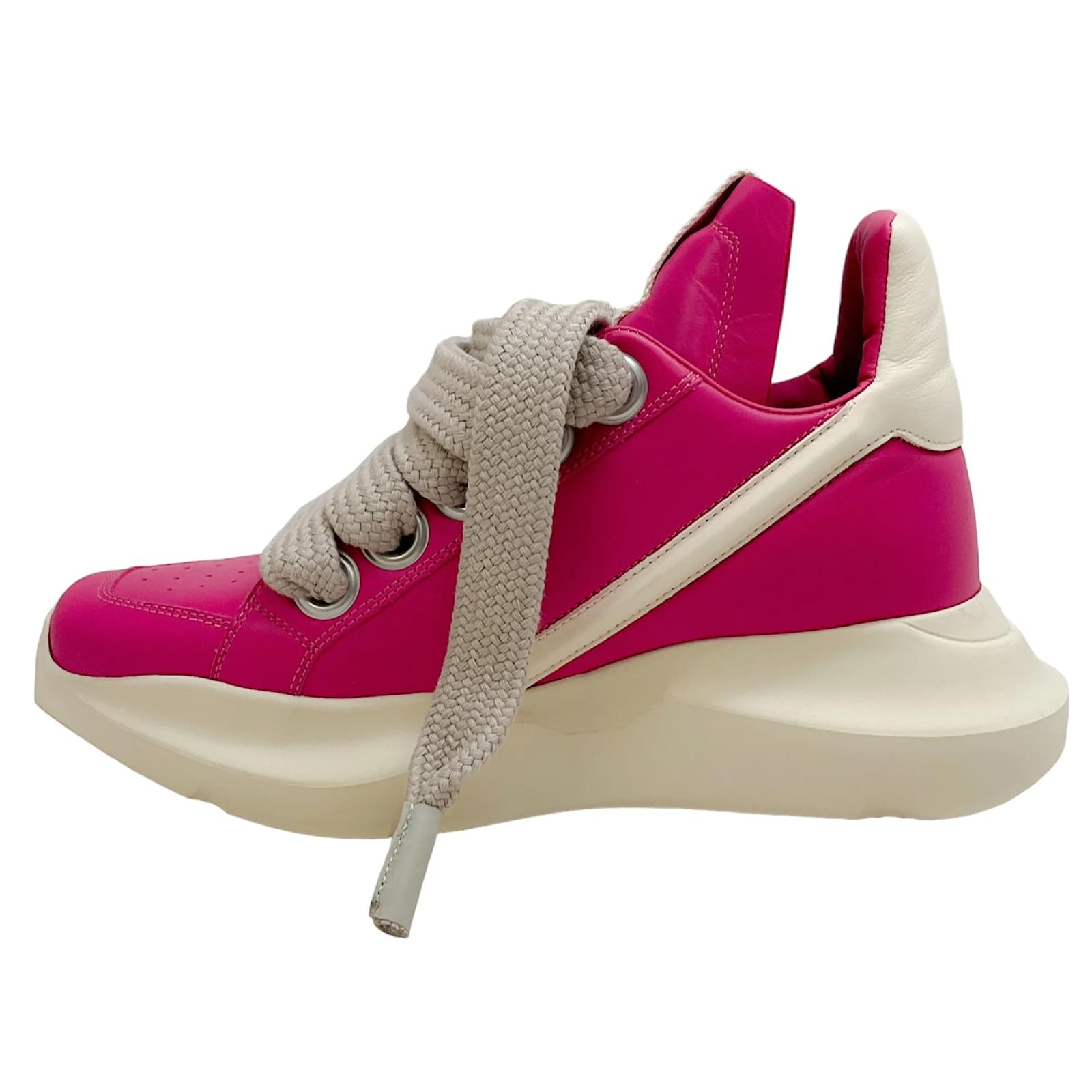 Rick Owens Hot Pink / Milk Geth Runner Sneakers Leather ref