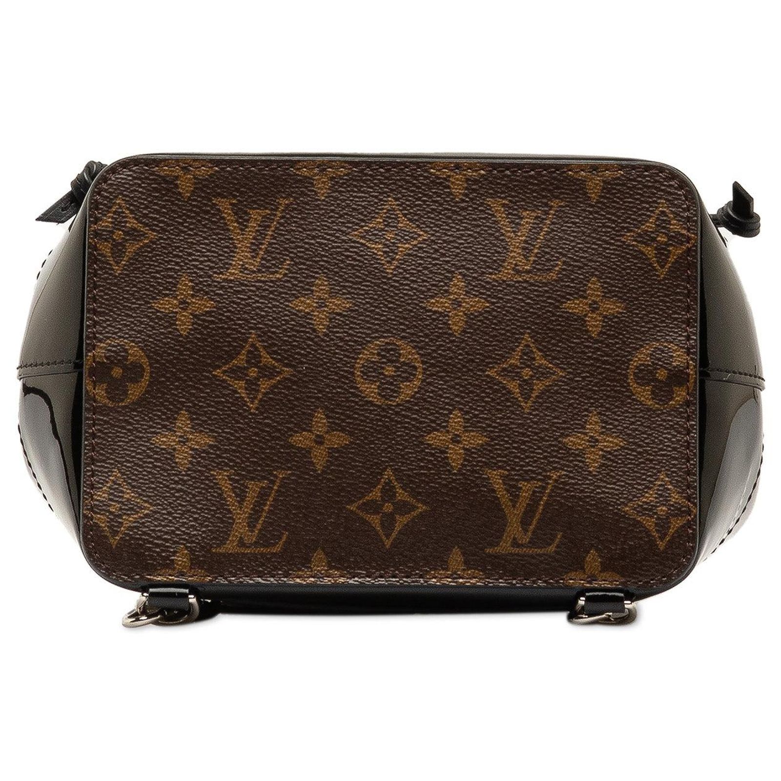 Louis Vuitton hot springs backpack in black vernis and brown monogram. Black Louis Vuitton Monogram Vernis Hot Springs Backpack  main image 2