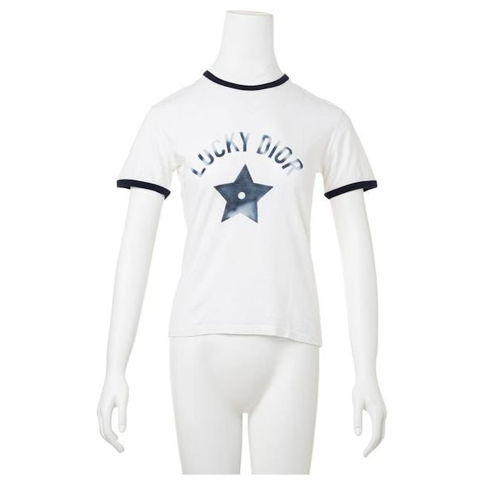 Lucky Dior T-Shirt White Cotton Linen ref.1285894 - Joli Closet