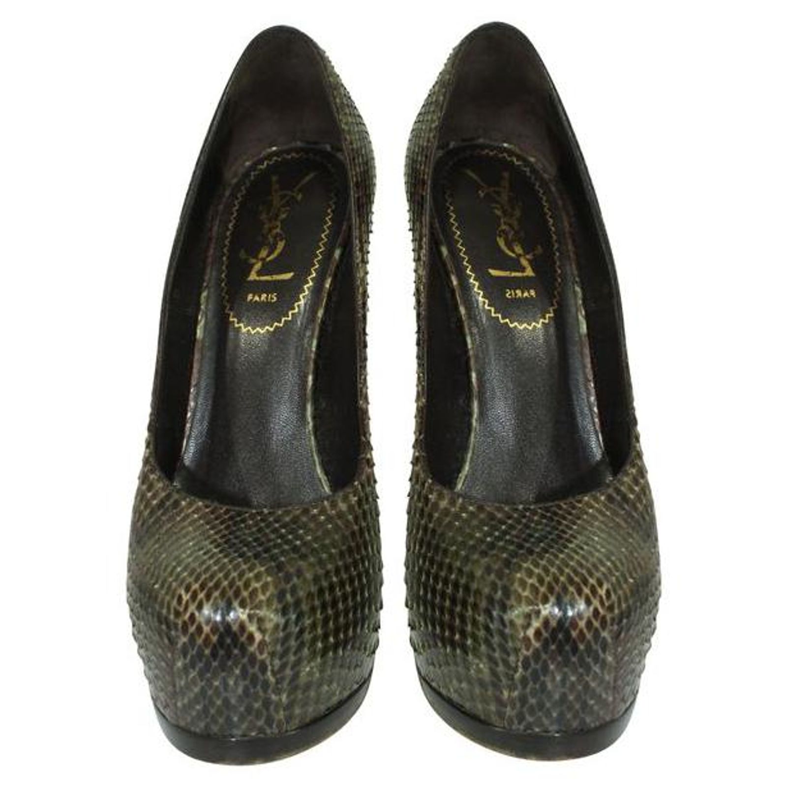 Python Platform Heels 41 Yves Saint Laurent Python Platform Heels Leather ref.1286479 - Joli Closet