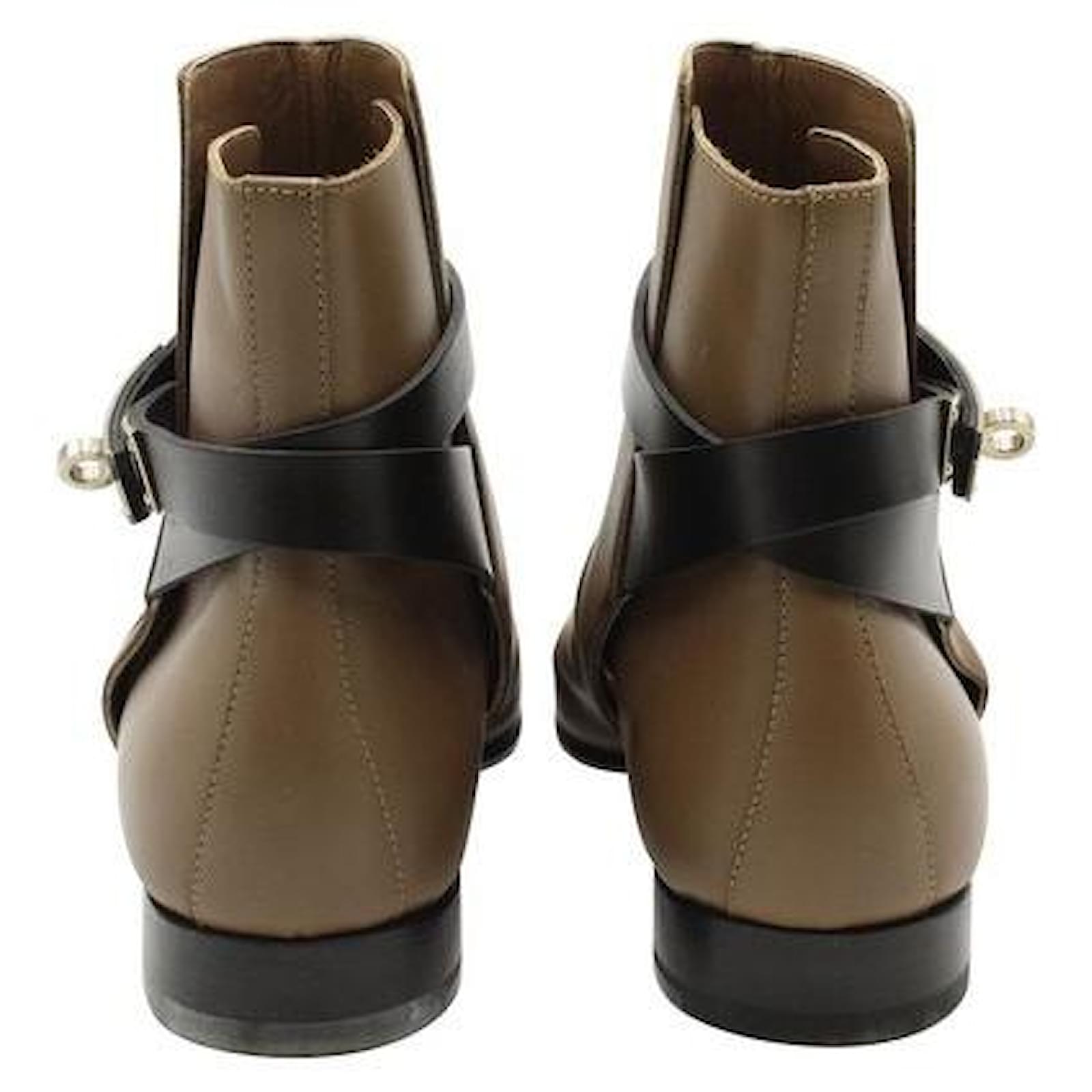 HERMÈS Neo Boots with Kelly Lock in Brown Pony-style calfskin ref