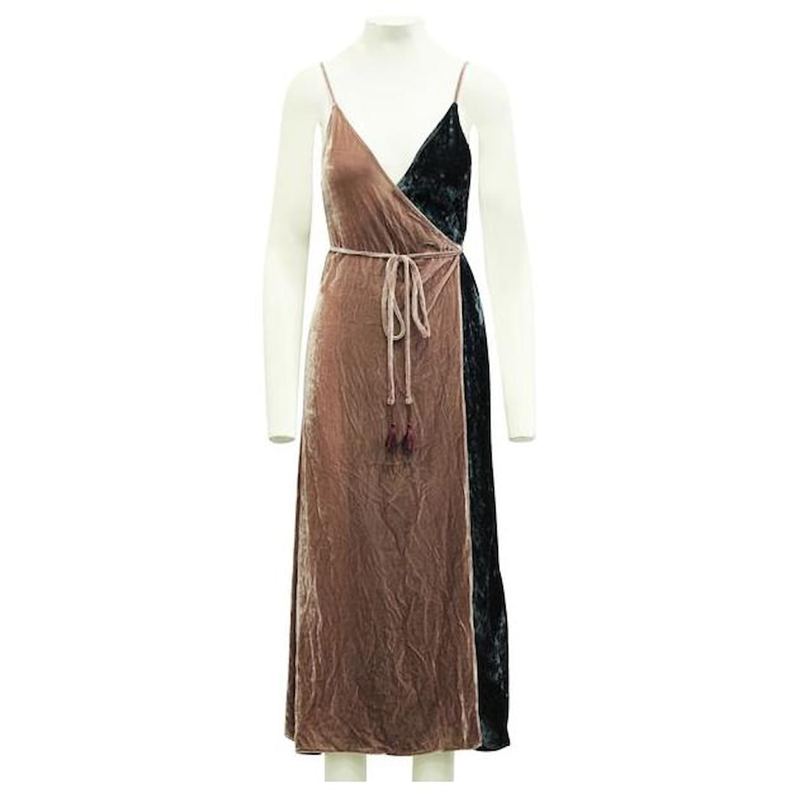 Reformation Two Colours Velvet Wrap Dress (Sold) - Joli Closet Reformation Two Colours Velvet Wrap Dress (Sold) - Joli Closet