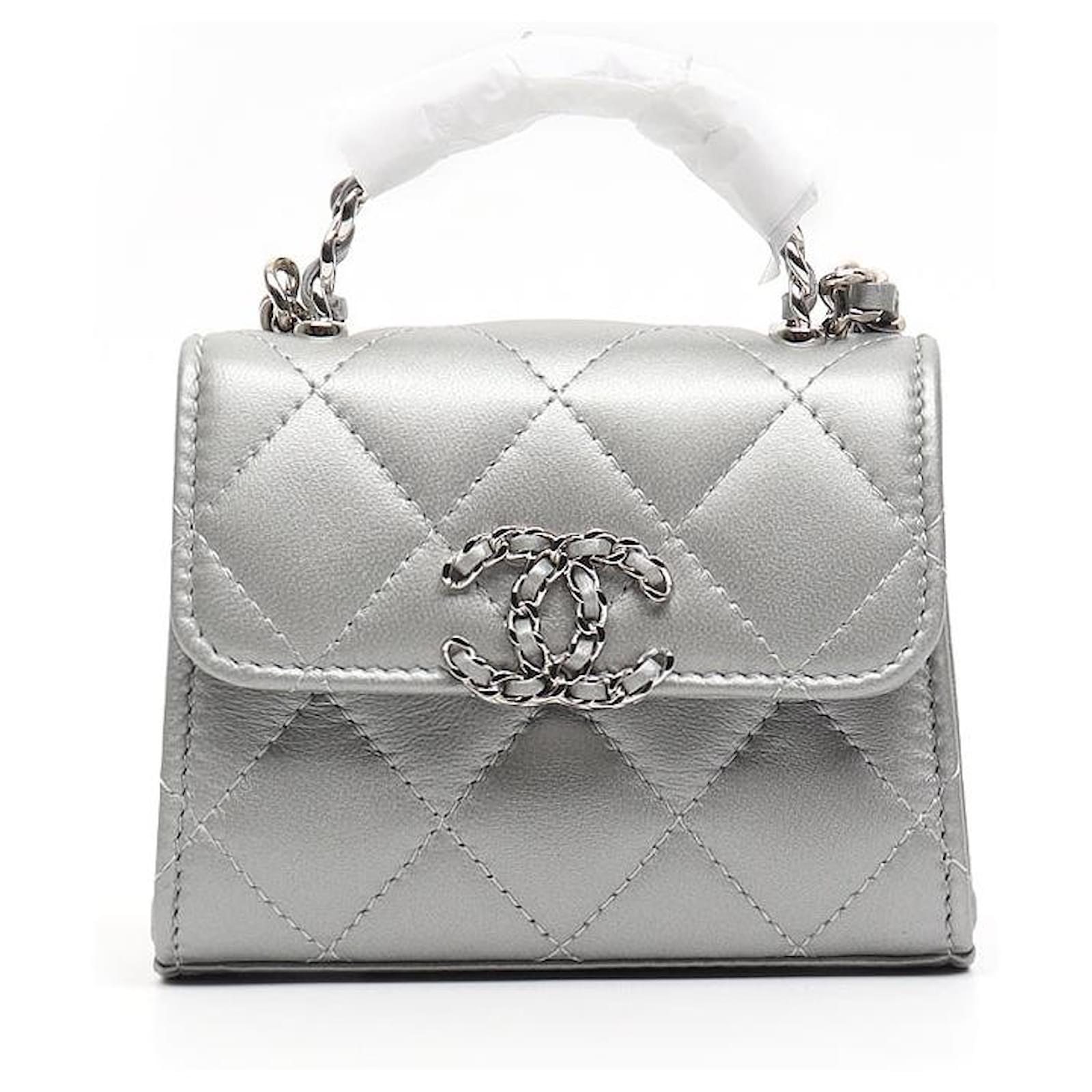 Chanel Lambskin Top Handle Mini Crossbody Bag AP3236 Grey ref