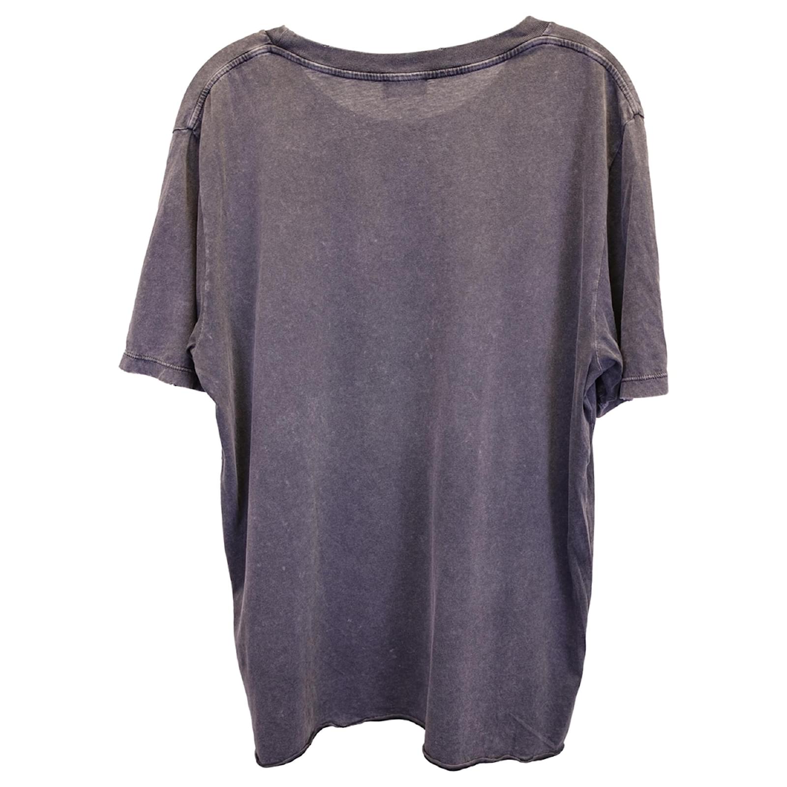 Camiseta desgastada Saint Laurent Rive Gauche de algodón gris Gris