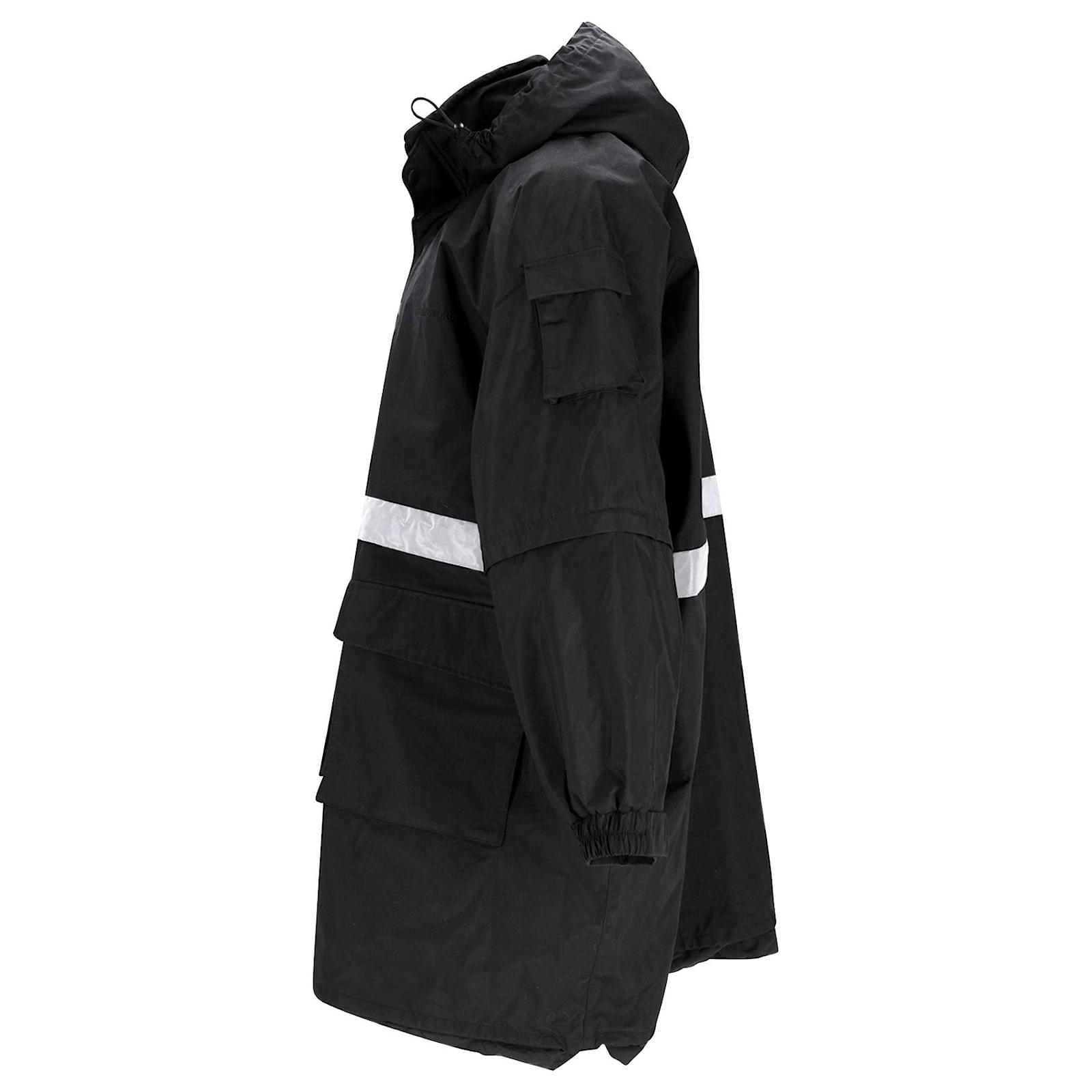 Balenciaga Reflective Stripe Zip-front Parka in Black Nylon