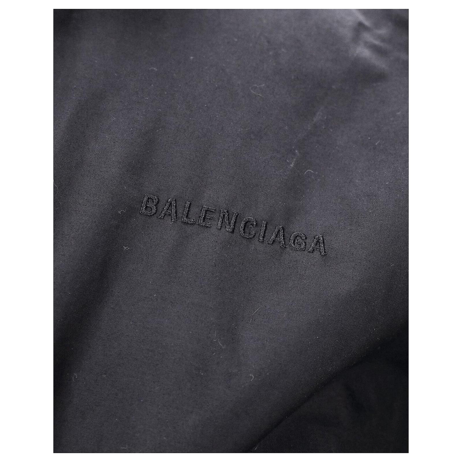 Balenciaga Reflective Stripe Zip-front Parka in Black Nylon Balenciaga Reflective Stripe Zip-front Parka in Black Nylon