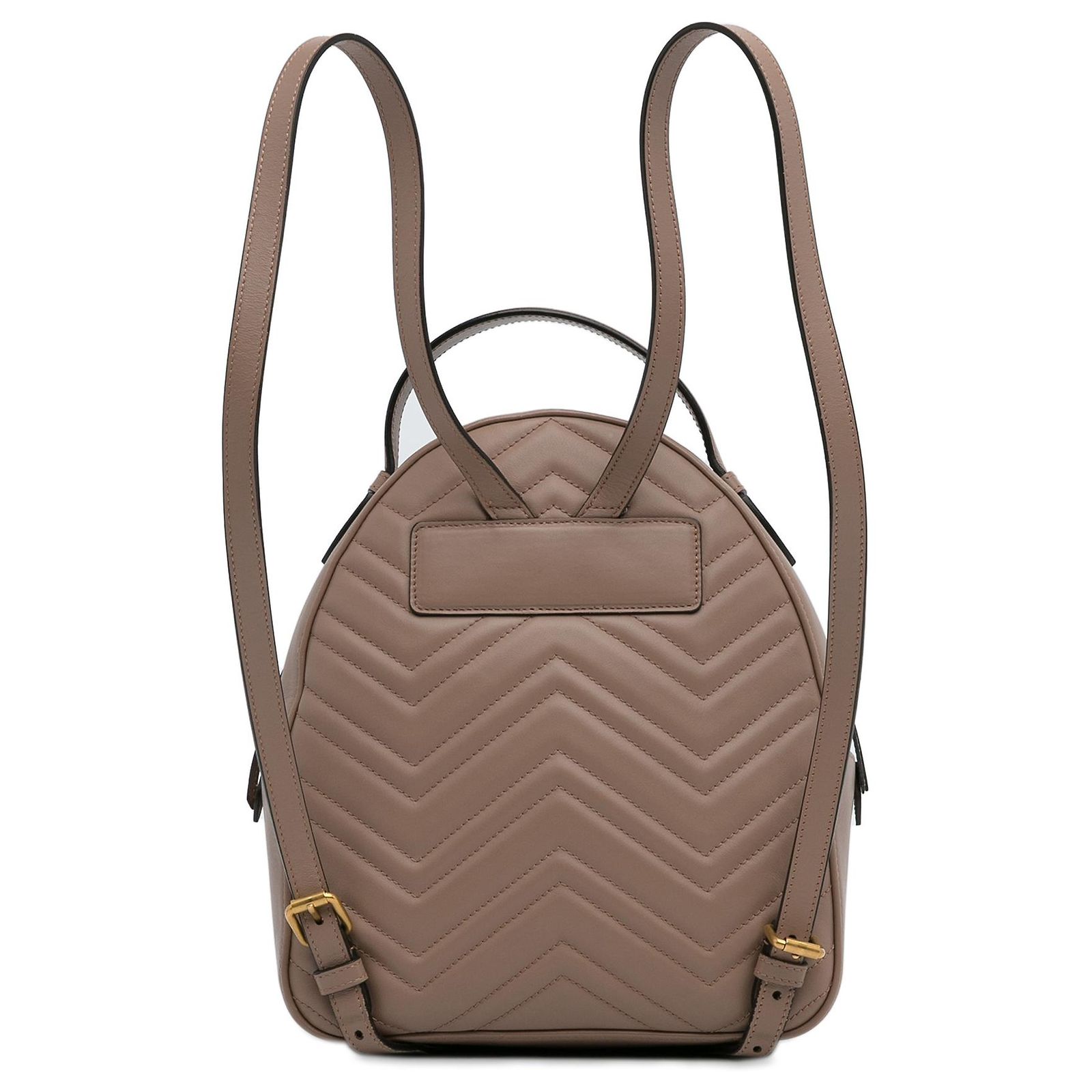 Gucci Beige Calfskin Matelasse GG Marmont Backpack GG Marmont Backpack White in Calfskin, Gold hardware main image 4