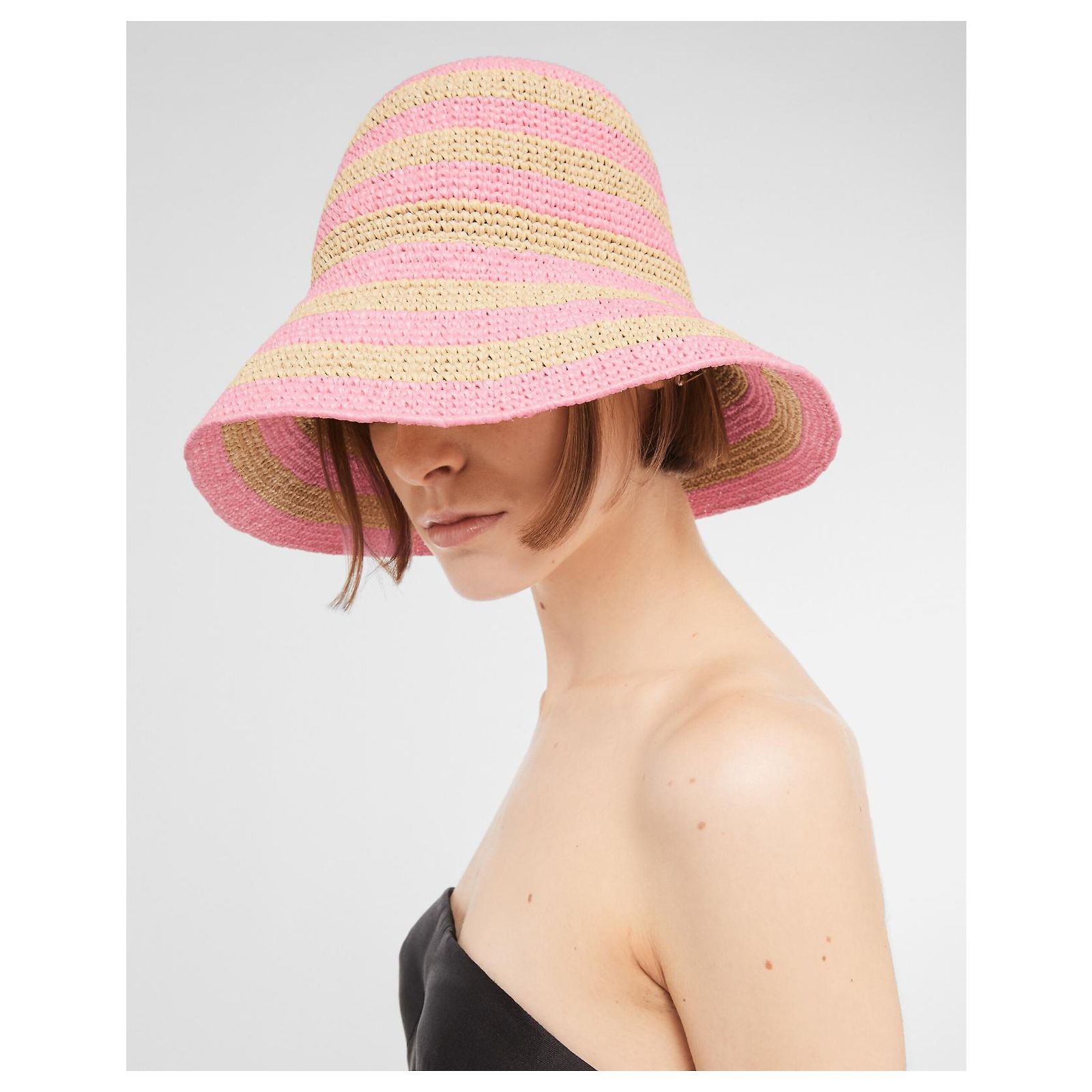 Prada Crochet bucket hat Pink Beige Straw ref.JC1296879  display picture 1