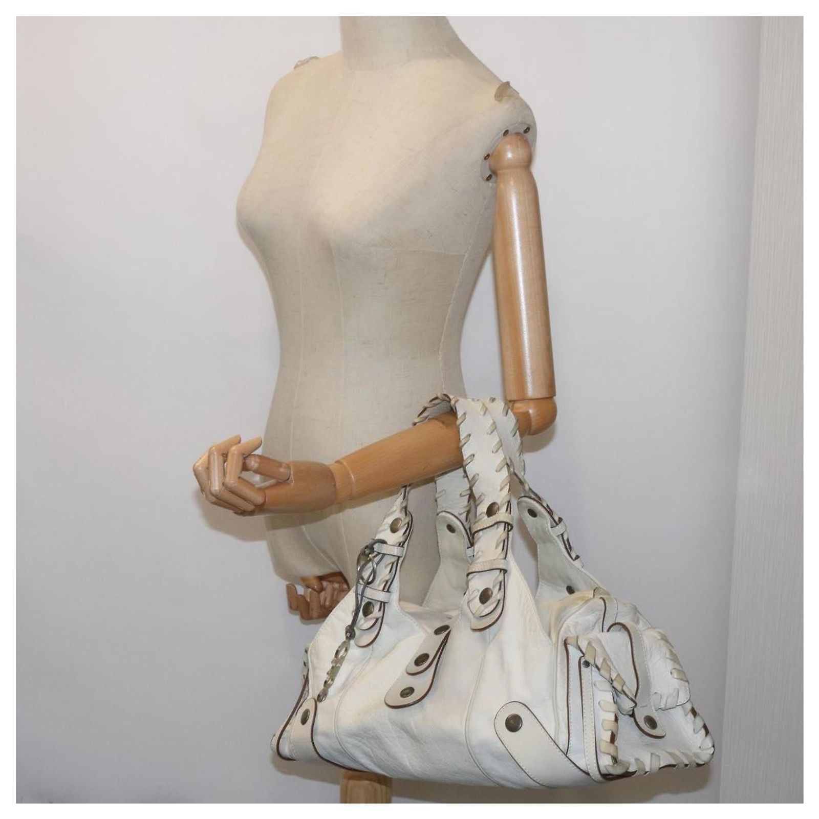 Chloé Chloe Silverado Shoulder Bag Leather White Auth 68156 ref 