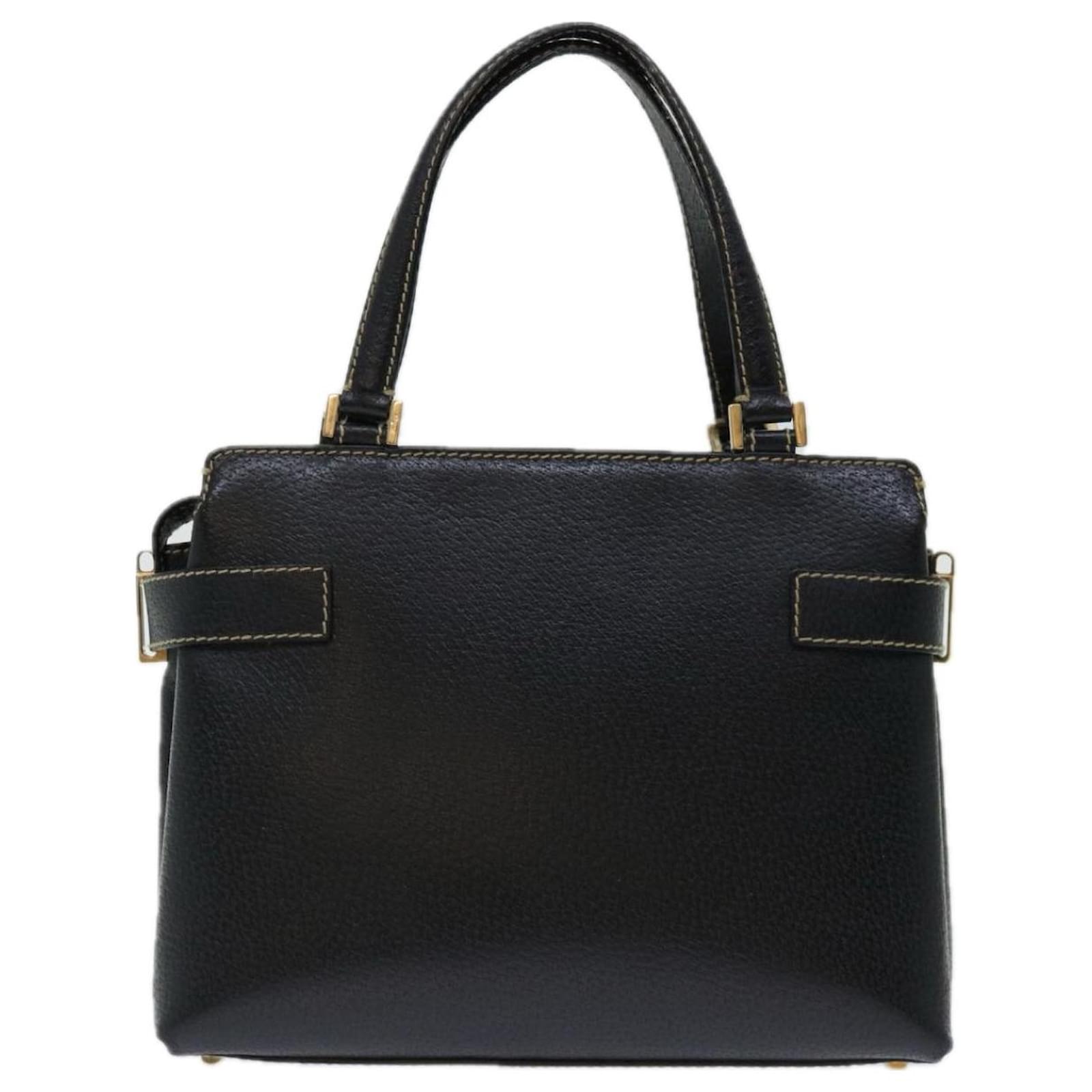 Salvatore Ferragamo Gancini Hand Bag Leather 2way Black Auth 67608  ref.1299844 - Joli Closet