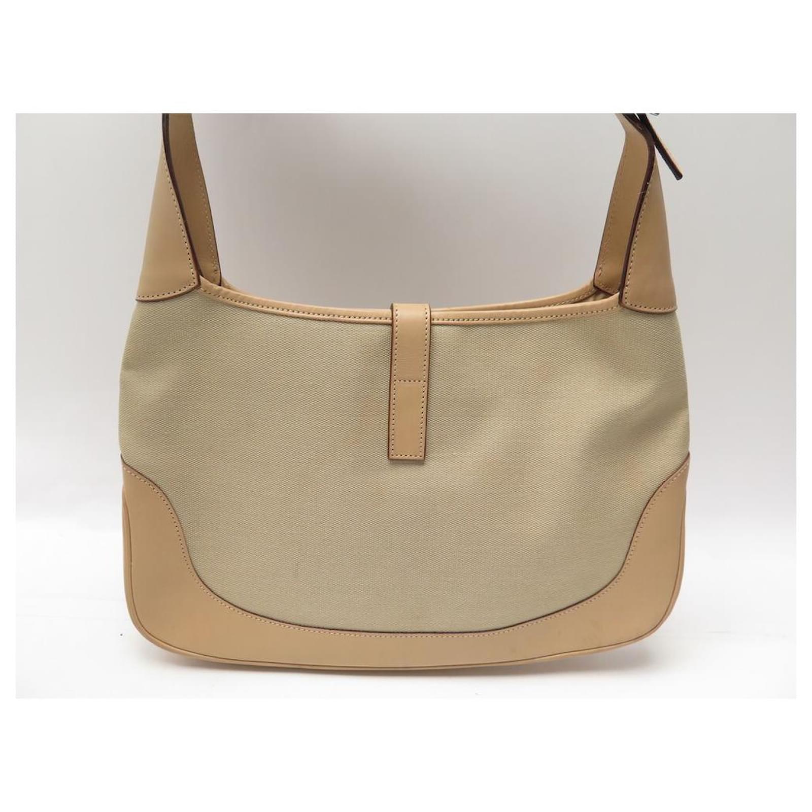 GUCCI JACKIE HANDBAG 001.3306 IN CANVAS AND BEIGE LEATHER