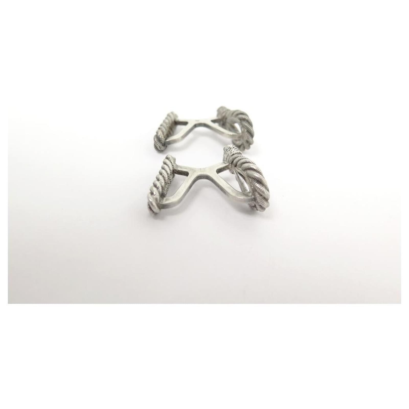 小物 Vintage HERMES Rope Cufflinks Silver 925 Early 20th Century Hermes Silver Cufflinks – Bell and Bird