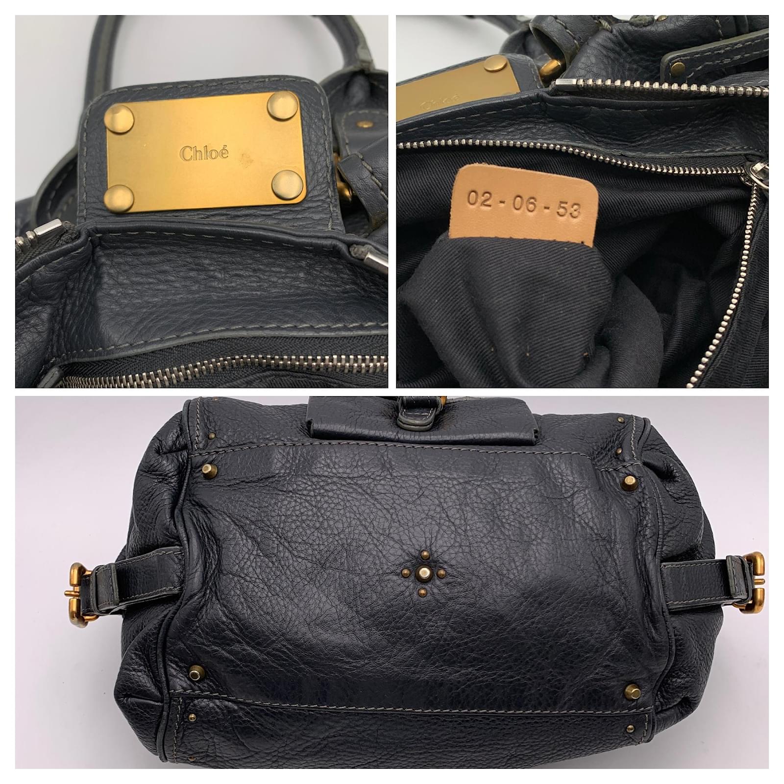 Chloé Paddington Hand bag double pocket Chloé Charcoal Leather Front Pocket Paddington Bag Satchel Handbag