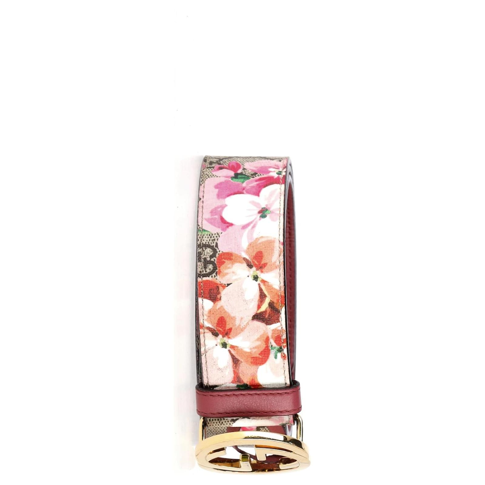 Floral Pattern Supreme Repeat Leather Belt 