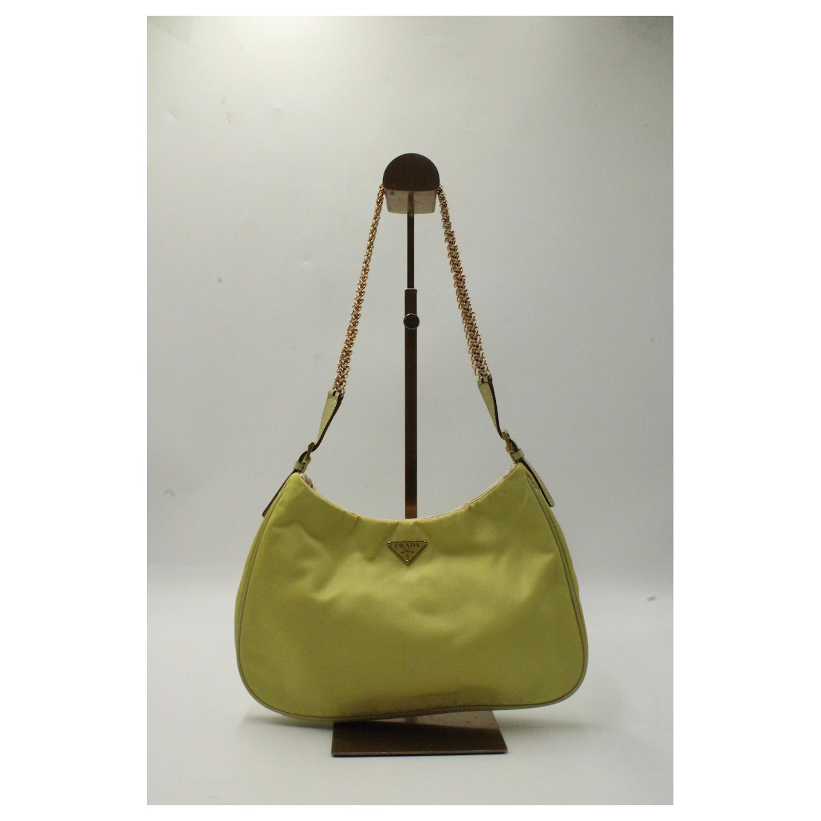 Prada Tessuto Light Pochette in Pastel Yellow Nylon ref