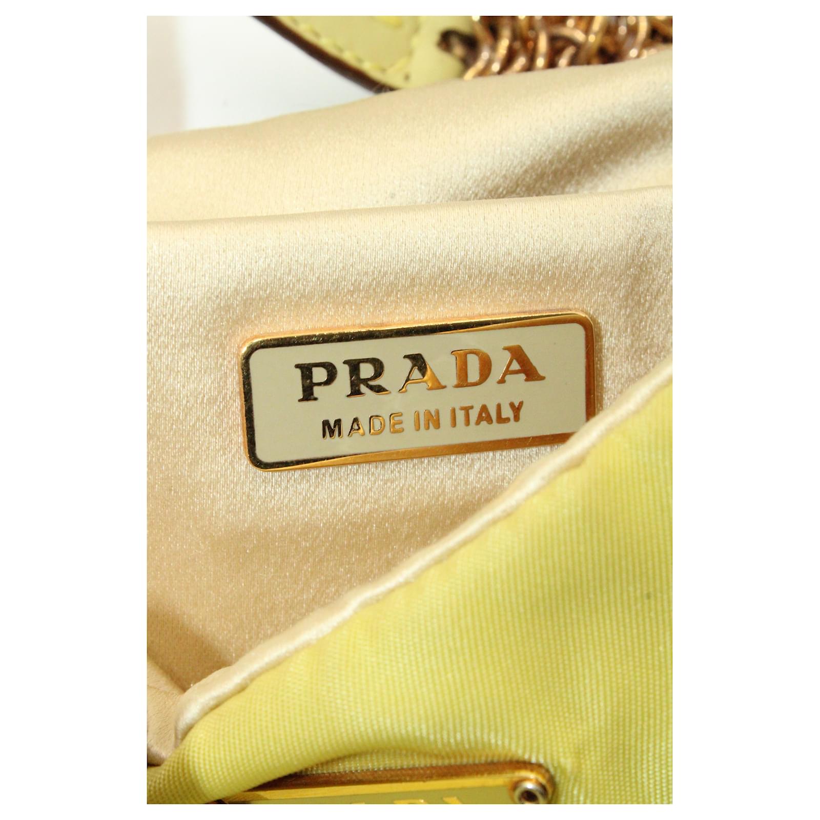 Prada Tessuto Light Pochette in Pastel Yellow Nylon ref