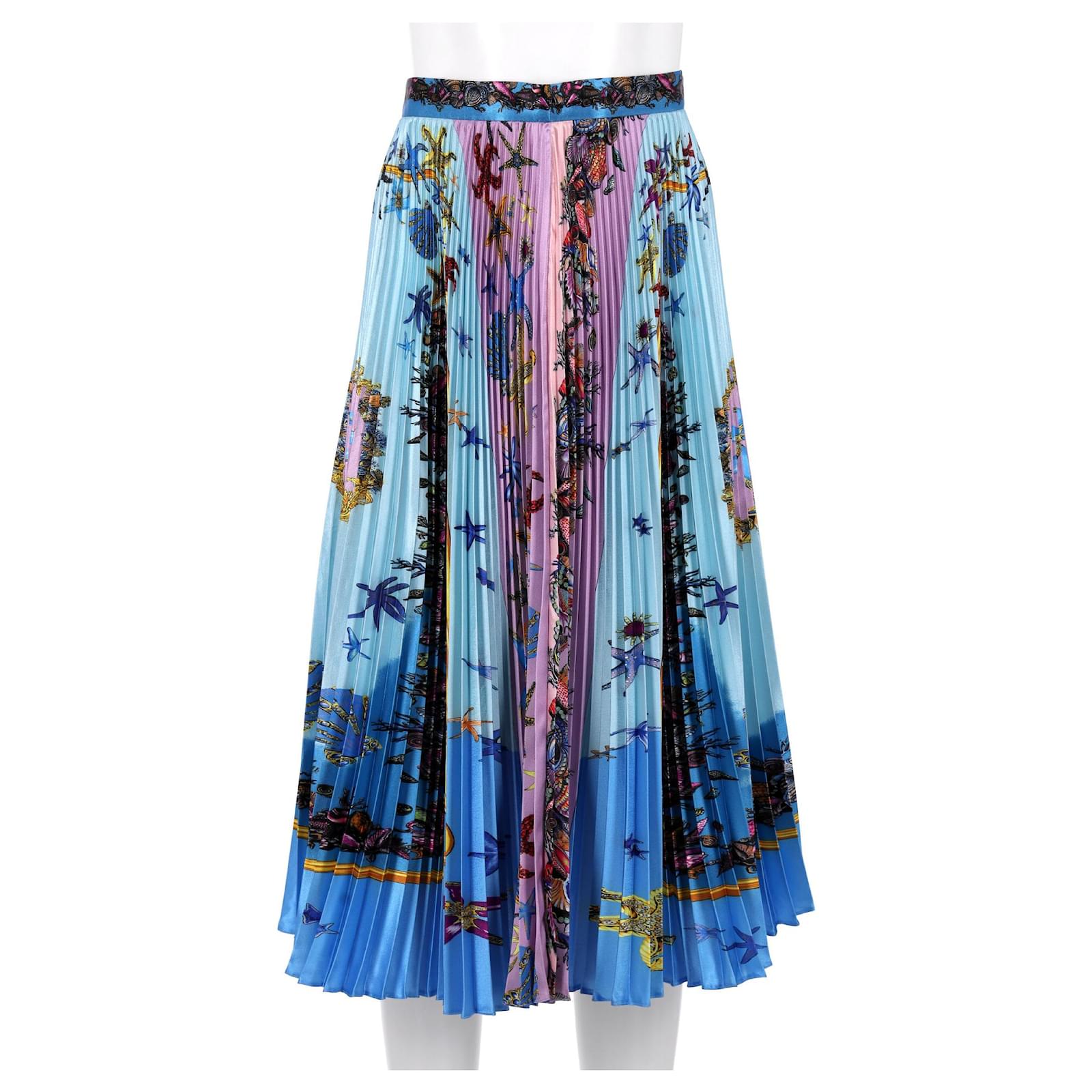 【関税＆送料込み】Versace Pleated Midi Skirt Versace Jeans Couture Tropical-print Pleated Midi Skirt In