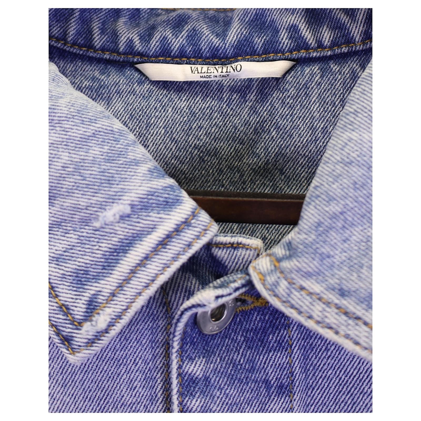 Valentino Garavani Deconstructed VLogo Denim Jacket In Blue