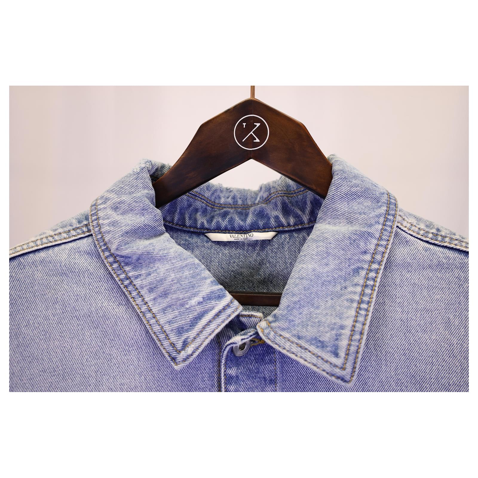 Valentino Garavani Deconstructed VLogo Denim Jacket In Blue