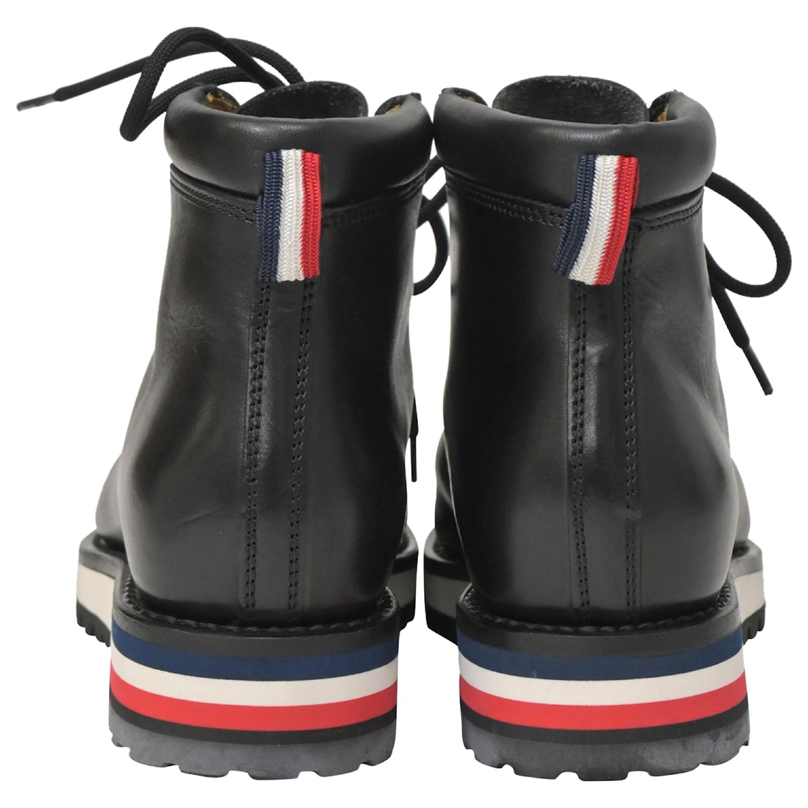 Moncler Gamme Bleu Lace-Up Boots in Black Leather ref.JC1361325