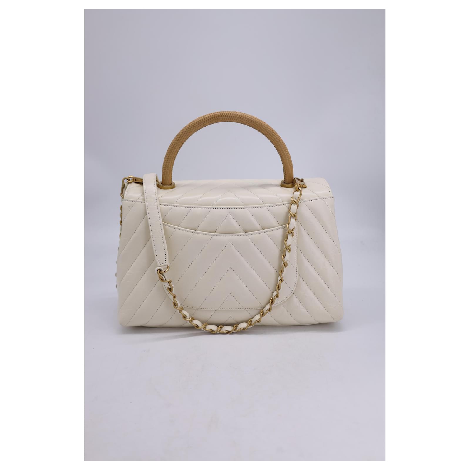 coco様 Chanel Small Coco Top Handle Bag in White Leather ref