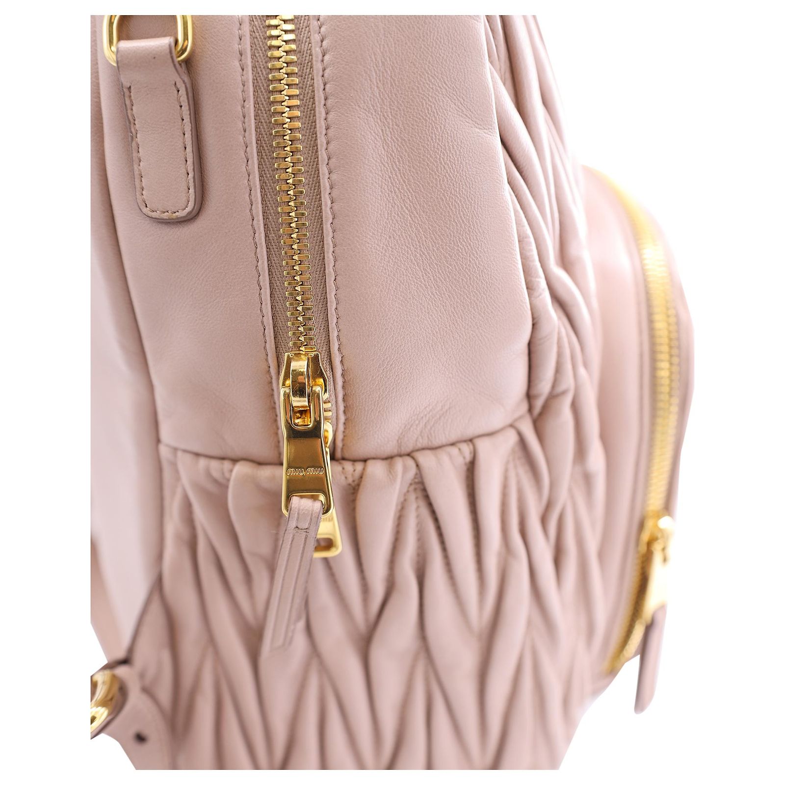 Miu Miu Matelassé Backpack in Pastel Pink Leather ref 