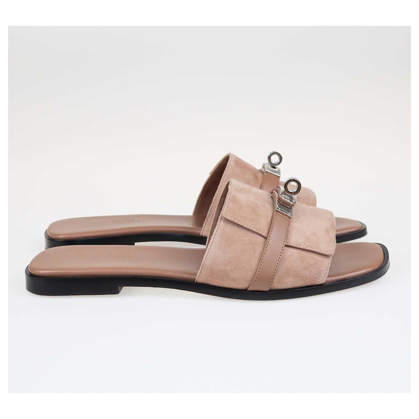 Hermès Hermes Rose Perle Giulia Sandals Leather ref.1370327