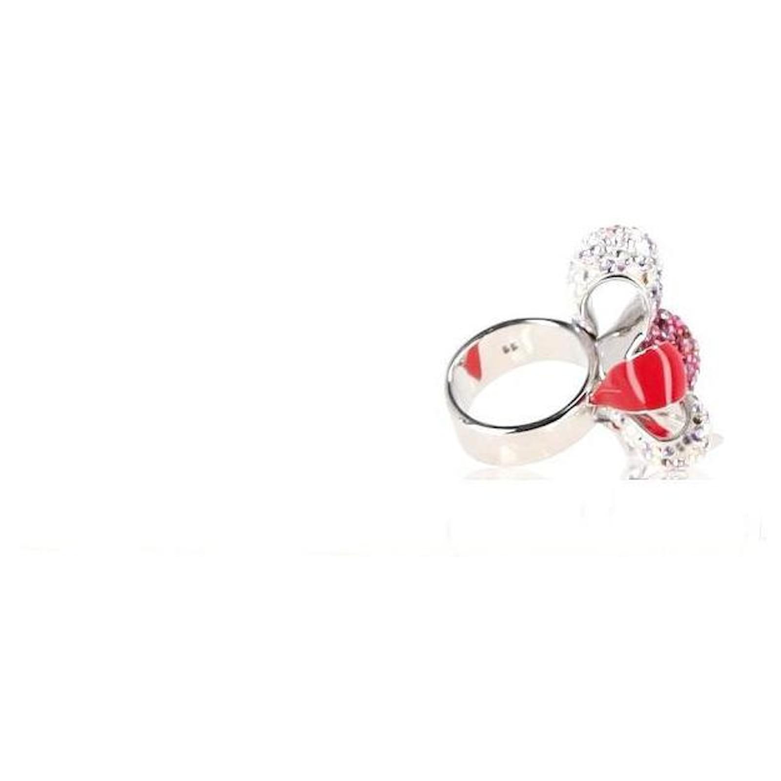 Bague Noeud Swarovski Nirvana en Metal Argente Rouge ref.1372009 Joli Closet